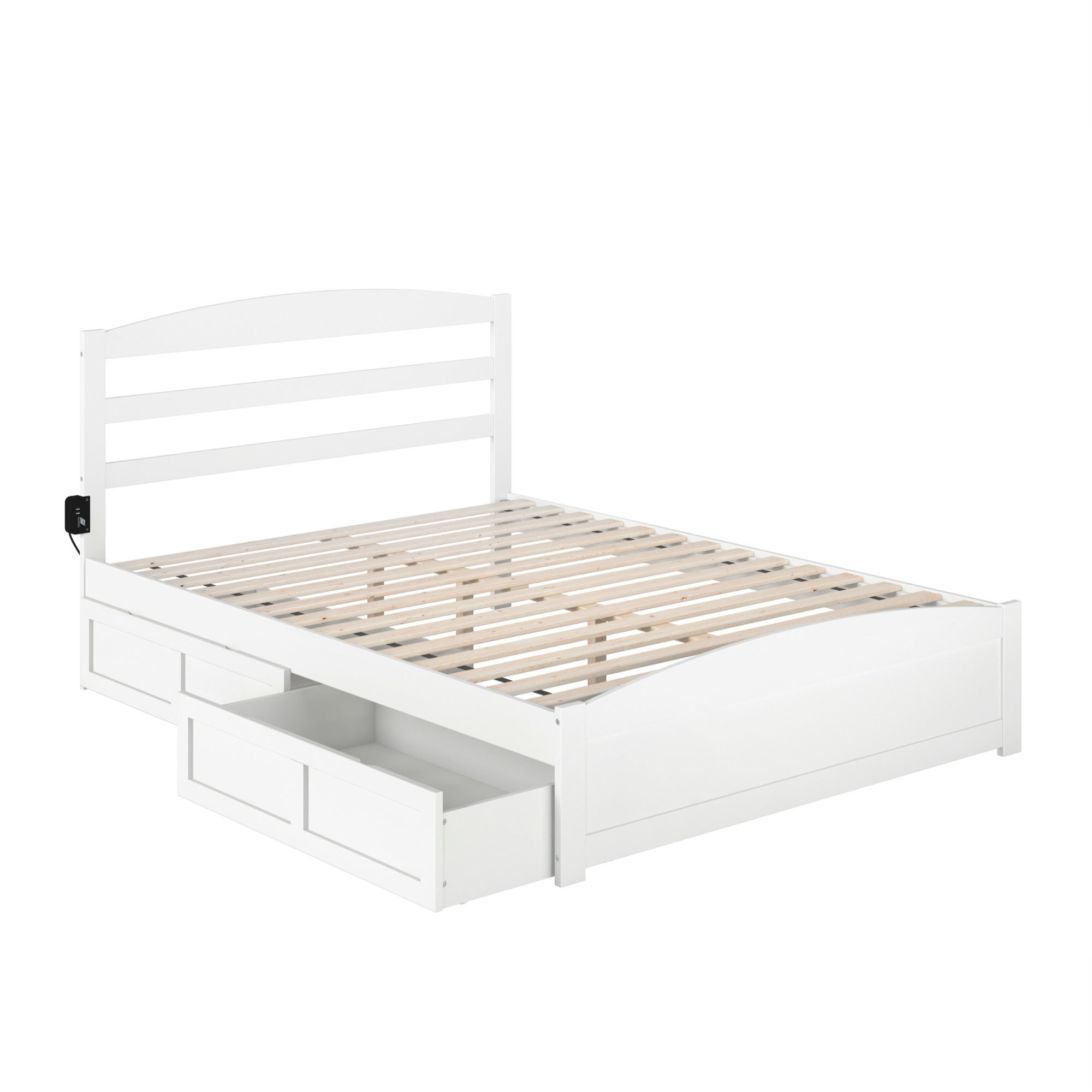 Warren Queen Bed with Footboard and 2 Drawers in White