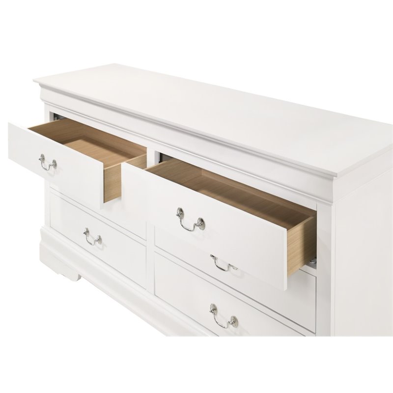 Bowery Hill Engineered Wood Traditional 6 Drawer Dresser in White