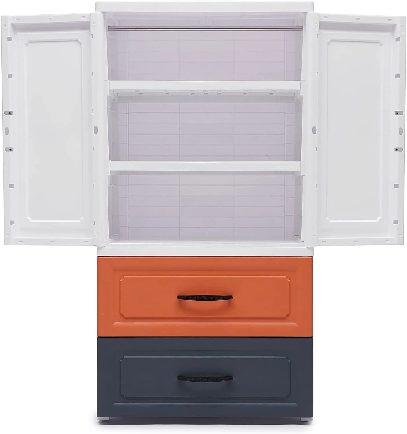MONIPA Plastic Cabinet Drawers Dresser Rolling on Wheels with 2 Large Drawers and Top 1 Large Cabinet (22.4