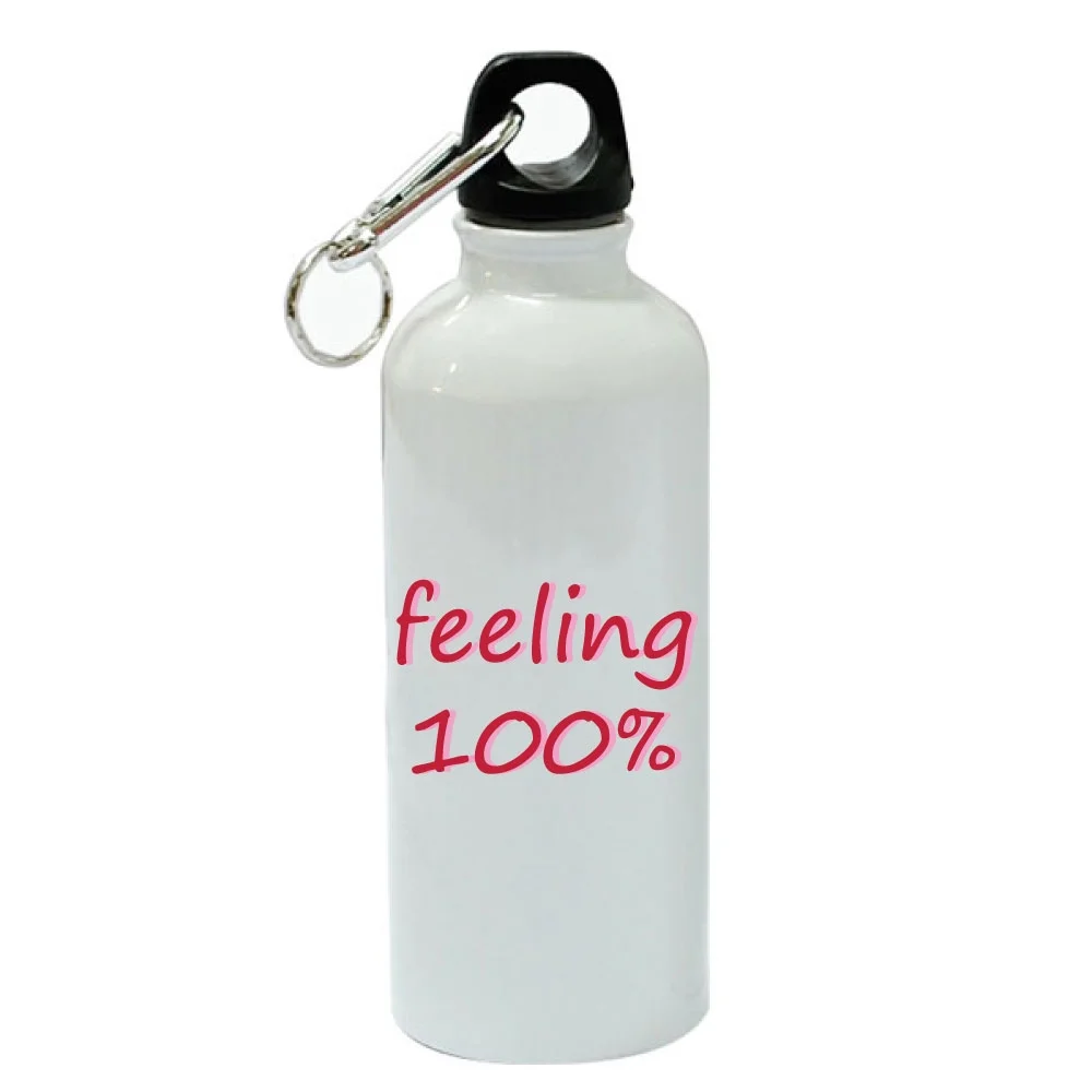 Feeling 100% White Aluminum Sports 20 oz Water Bottle