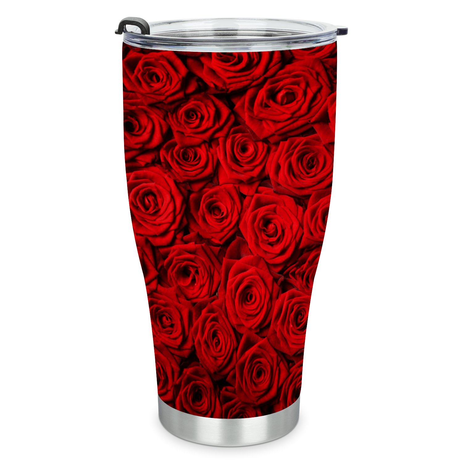 Hidove Stainless Steel Tumbler, Natural Red Roses Background 30oz Leak Proof & Stainless Steel Bottle for Hot & Cold Drinks - Coffee Travel Mug, Water Metal Canteen, Thermal Cup