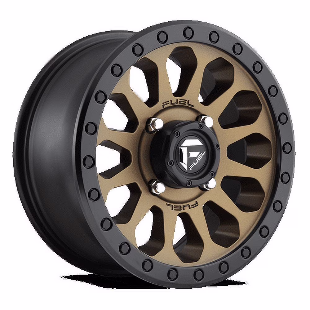 Fuel UTV Aluminum Rim D600 VECTOR 15X7in Matte Bronze with Black Bead Ring Finish, D6001570A654