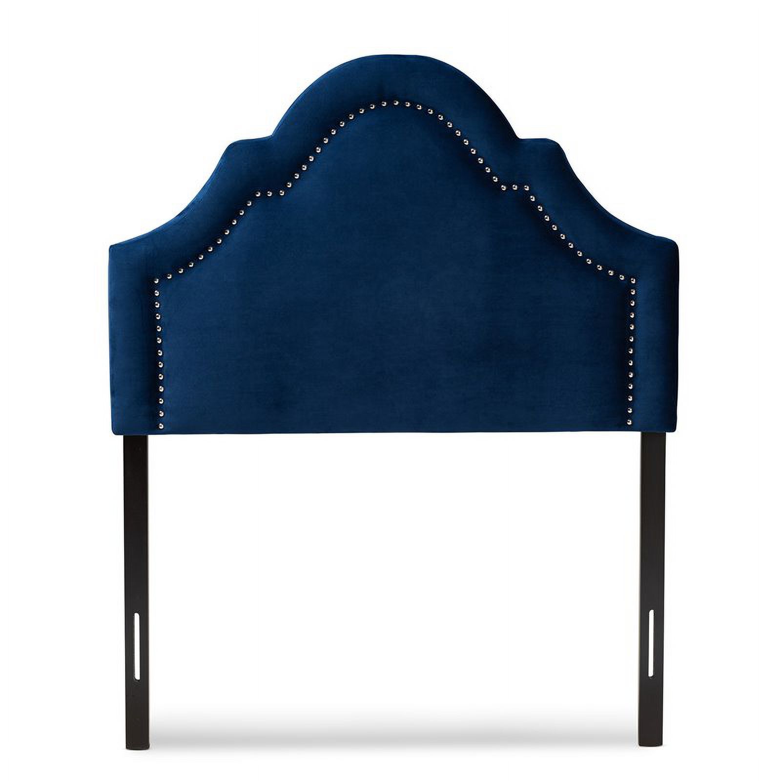 Bowery Hill Modern Velvet and Wood Twin Headboard in Navy Blue