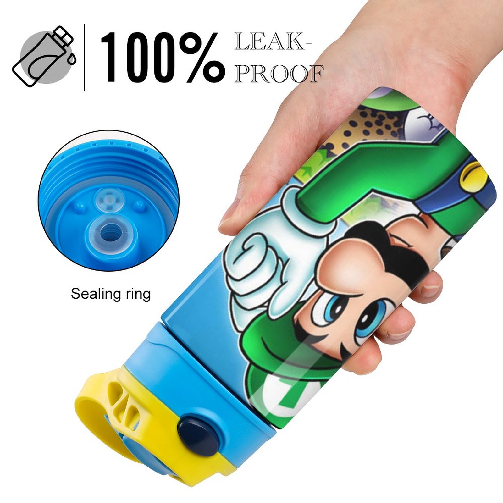 Funny Game Luigi's Mansion Kid's Insulated Water Bottle With Straw Vacuum Stainless Steel Cup Leak-Proof Children Toddler Thermoses