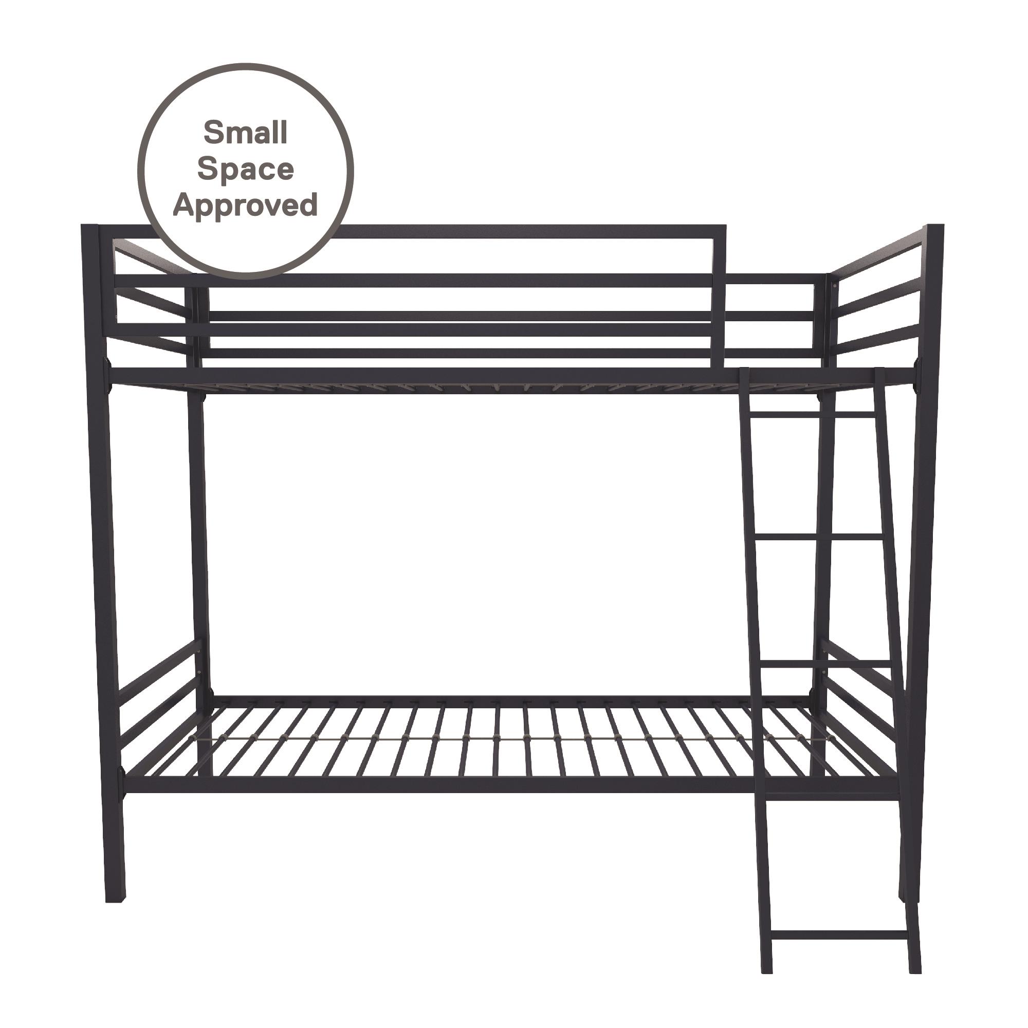 Novogratz Maxwell Twin-Over-Twin Metal Bunk Bed with Ladder and Guardrails, Easy Assembly, Navy Blue