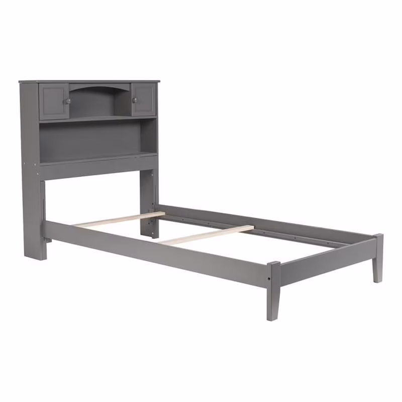 Leo & Lacey 2-Shelf Traditional Wood Twin Traditional Bed in Gray