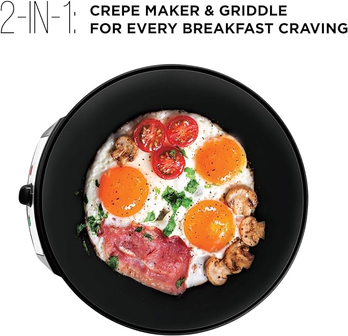 Open Box Chefman Electric Crepe Maker & Griddle Precise Temperature Control Skillet BLACK