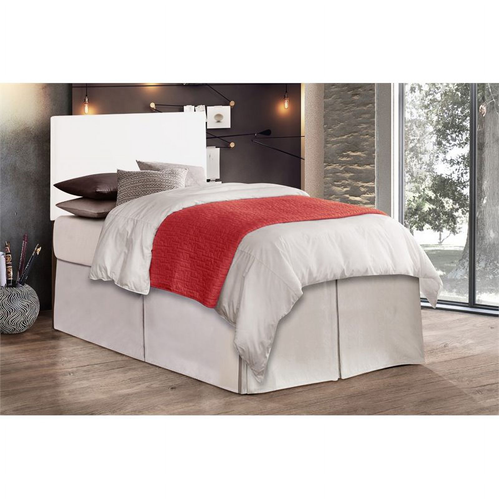 Pemberly Row Faux Leather Upholstered Twin Headboard in White
