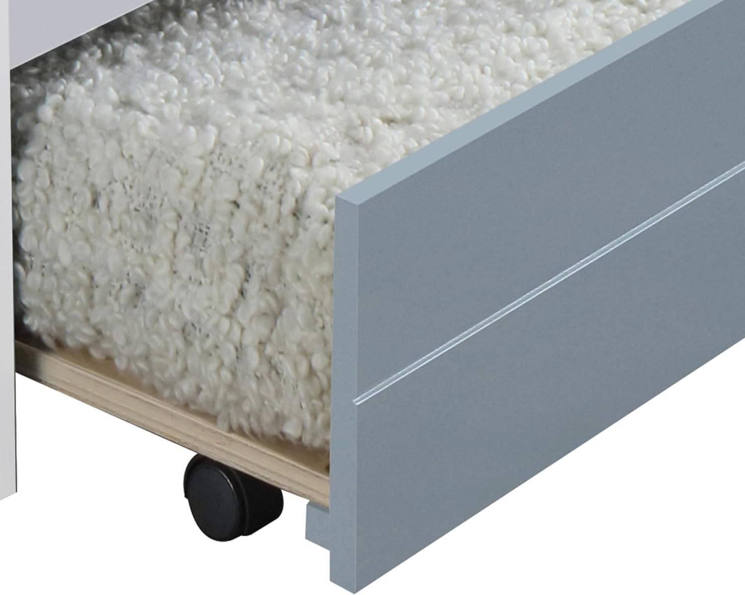 Gray Transitional Wooden Trundle Bed With Caster Wheels