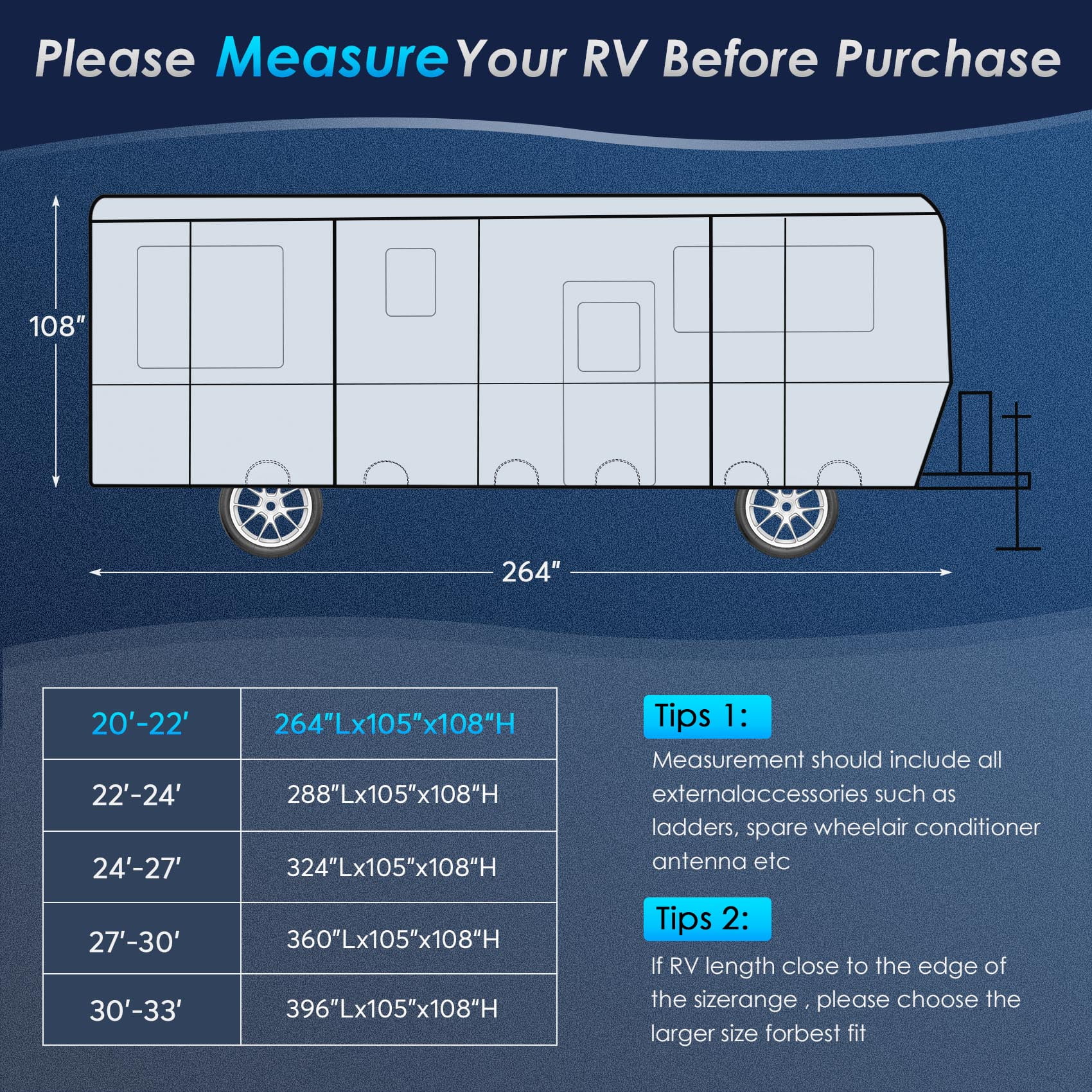 Suteck  Car Tire Travel Trailer Cover 30-33ft, 2022 Upgraded Oxford RV Cover Windproof Waterproof Breathable Anti-UV Silver Coating Camper Cover w/Storage Bag, Gutter Spout, Tire Cover