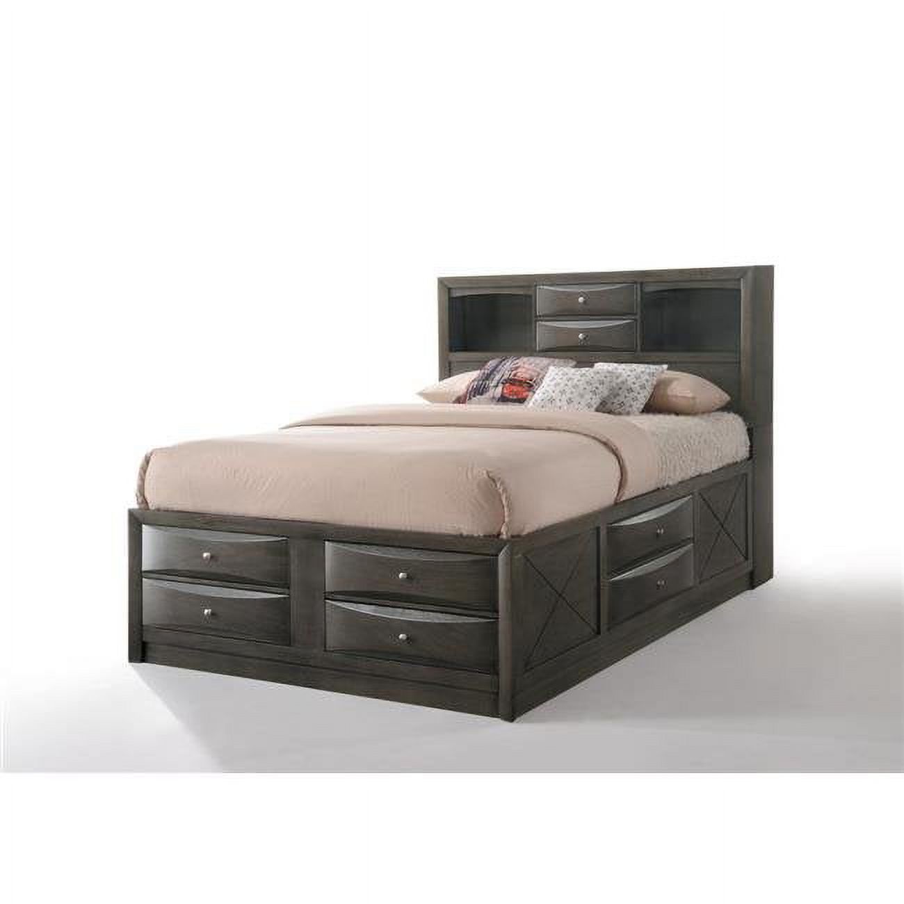 Eastern King Size Storage Bed, Gray Oak