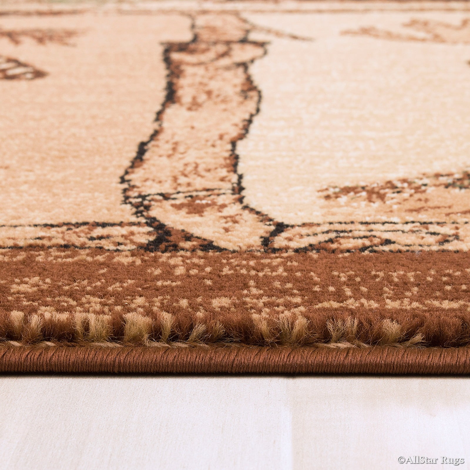 Brown Cabin with Moose and Bear Animal Wildlife Area Rug (3' 9