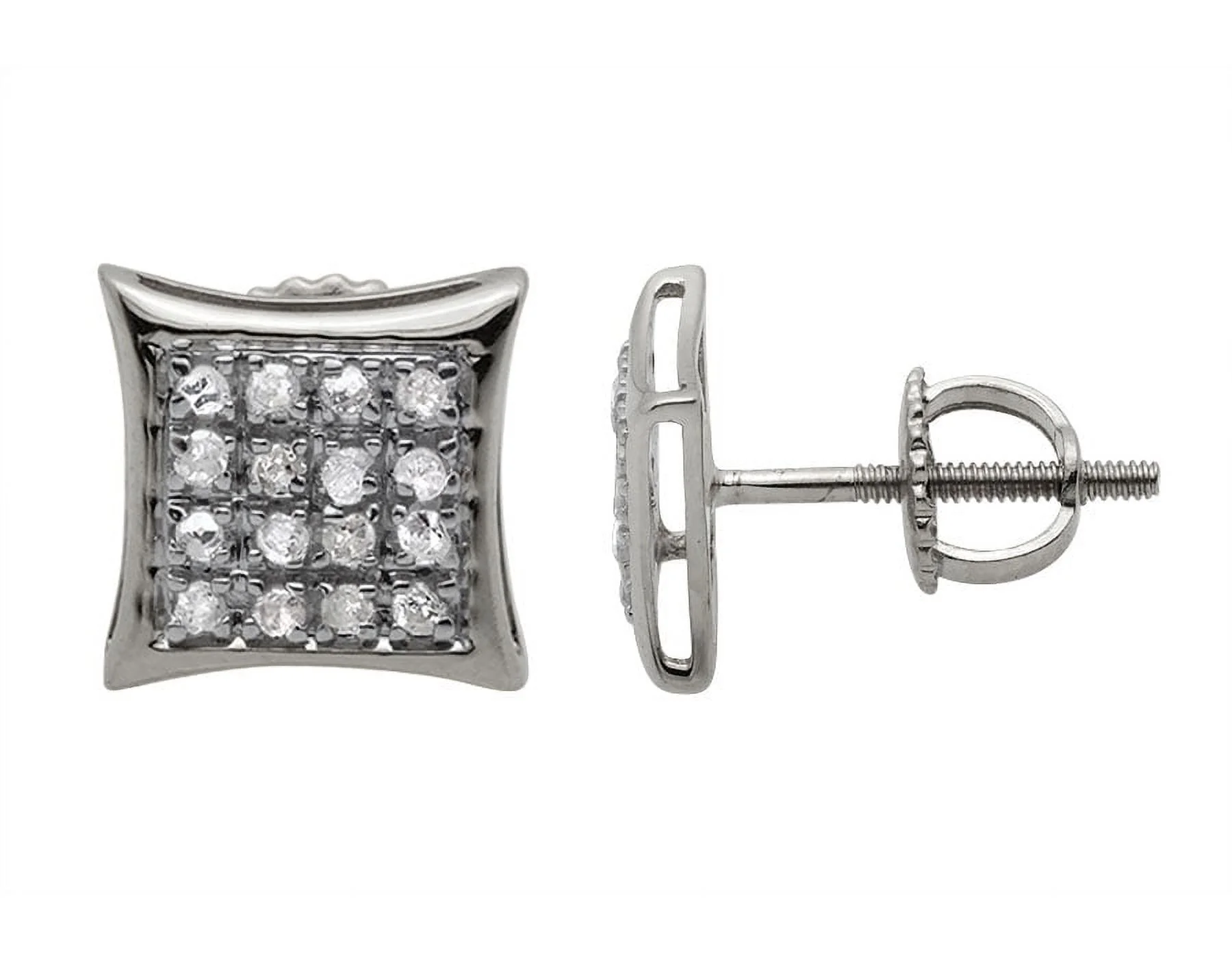 10K White Gold Pave Kite Fashion Diamond Stud Earrings 0.15Ct