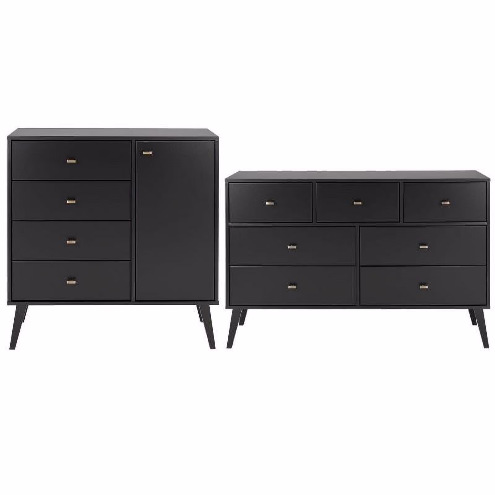 Home Square 2-Piece Set with Modern 7-Drawer Dresser & 4-Drawer Chest with Door