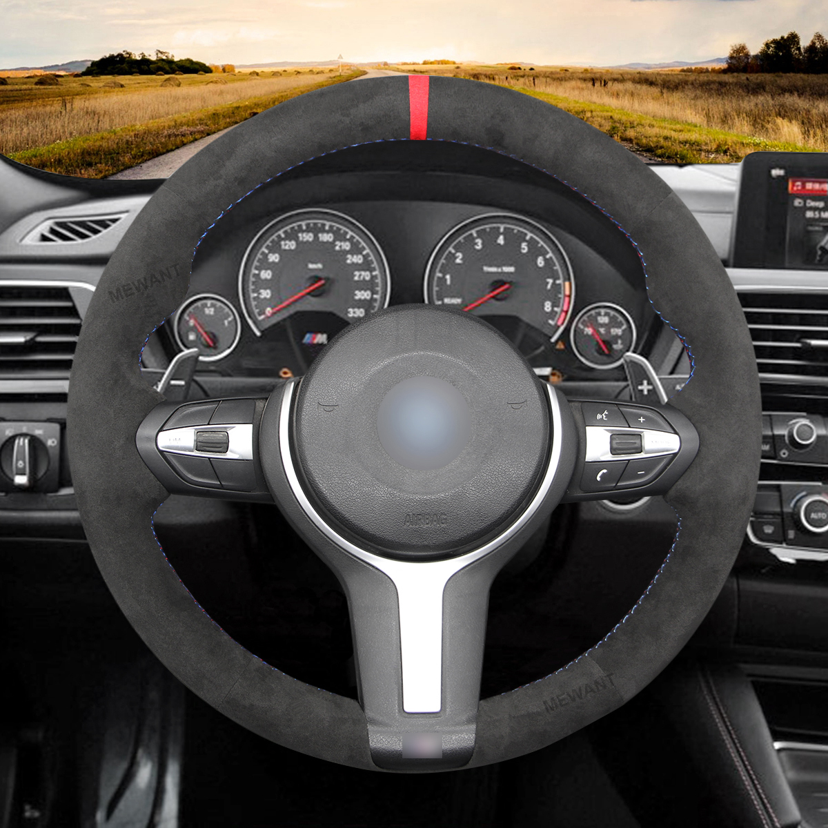 Mewant Car Steering Wheel Cover for X2 F39 X3 F25 X4 F26 X5 F15 X6 F16