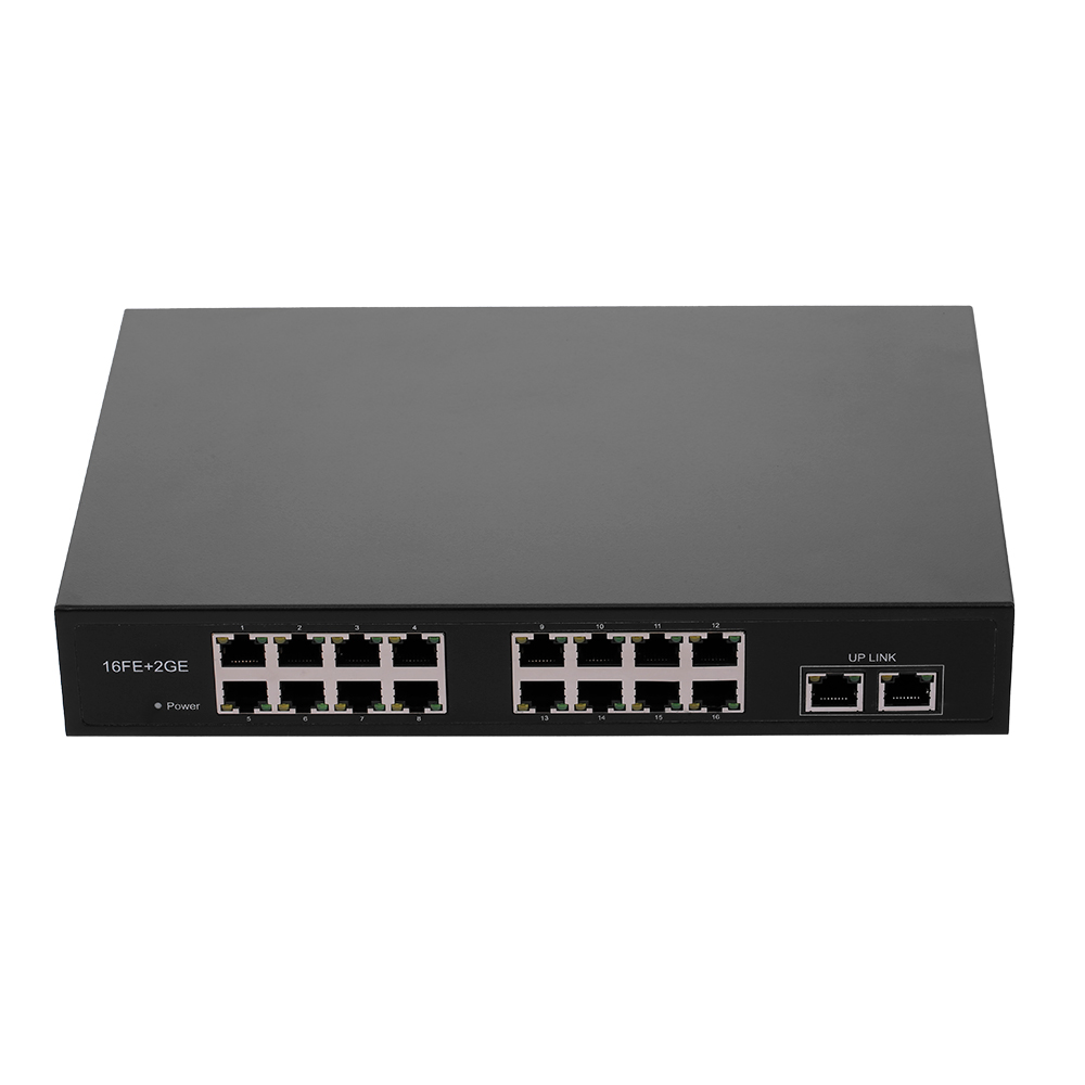 Docooler ZWD-16+2BZQN 16FE + 2GE POE Switch with 16 POE Ports 2 Gigabit Uplink IEEE 802.3af Standard POE Switch Power for IP  Wireless AP