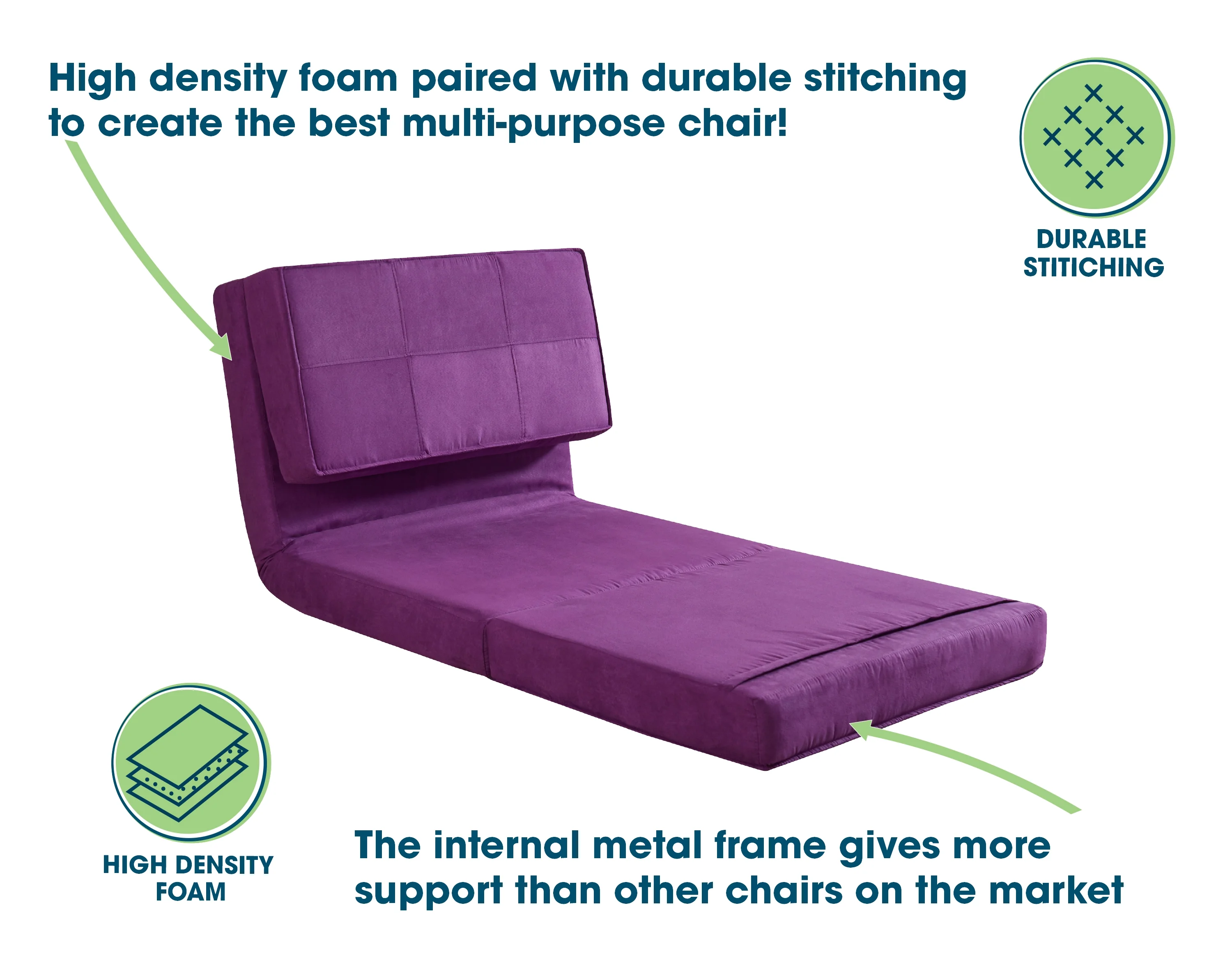 Your Zone Ultra Soft Suede 3 Position Convertible Flip Lounge Chair, Berry