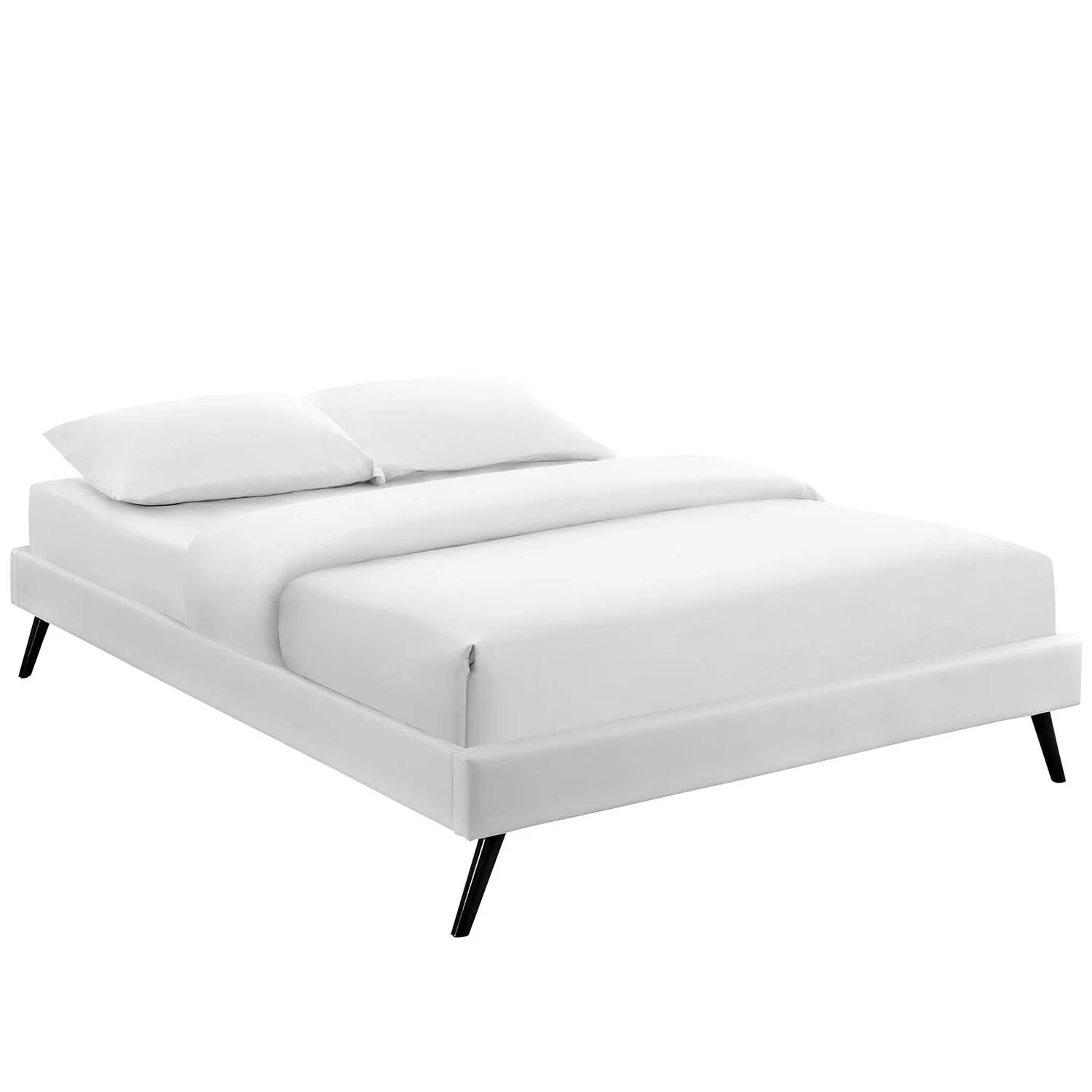 Modway Loryn Queen Vinyl Bed Frame with Round Splayed Legs in White