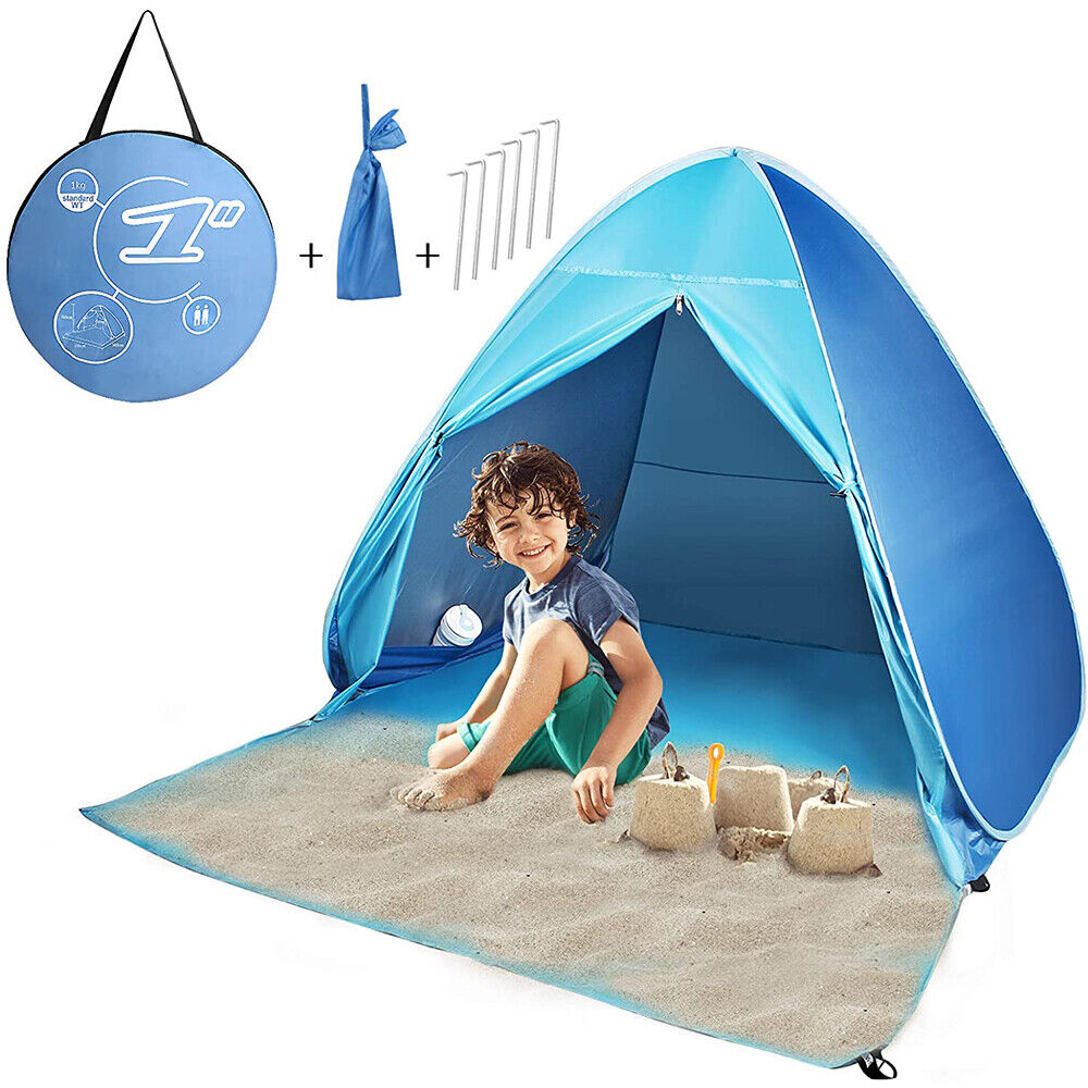 Automatic Pop-up Beach Tent Open in Seconds 3-4 Persons UPF50+ Beach Sun Shade