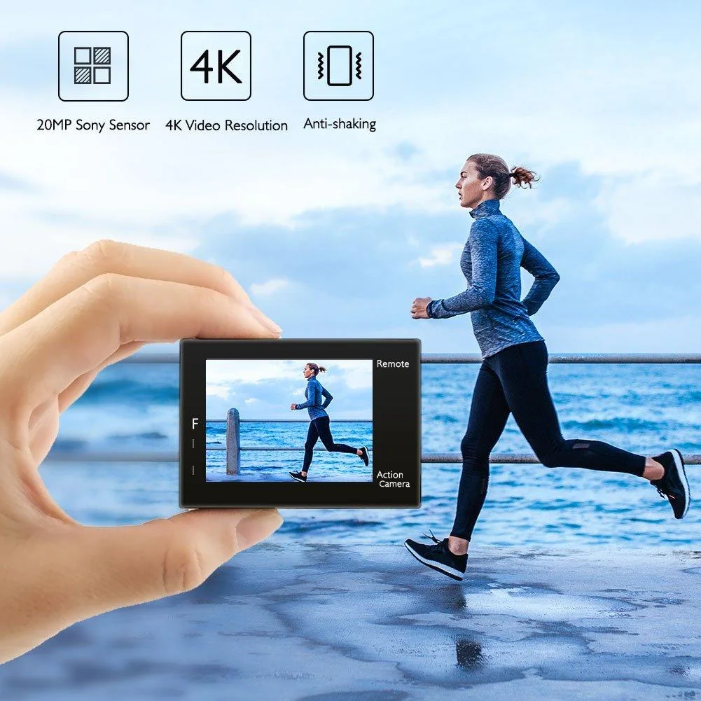 Akaso Brave 4 Waterproof Sports 4K Action Camera (Black) Bundle + 64GB Accessory Kit