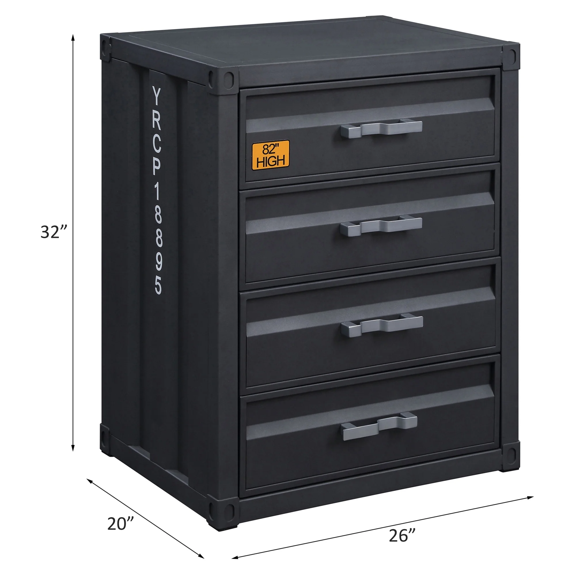 Acme Furniture 37956 26 x 20 x 32 in. Cargo 4-Drawer Chest, Gunmetal