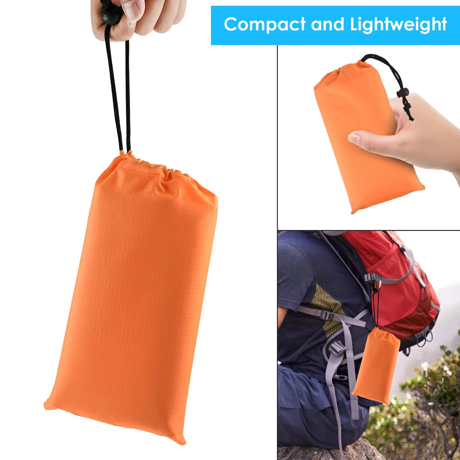 Amerteer Outdoor Proof Beach Blanket/Compact Pocket, Extra Large 79”x 55” Beach Mat, Big & Compact Sand Free Mat Quick Drying, Lightweight & Durable with 4 Stakes& 1 Carabiner