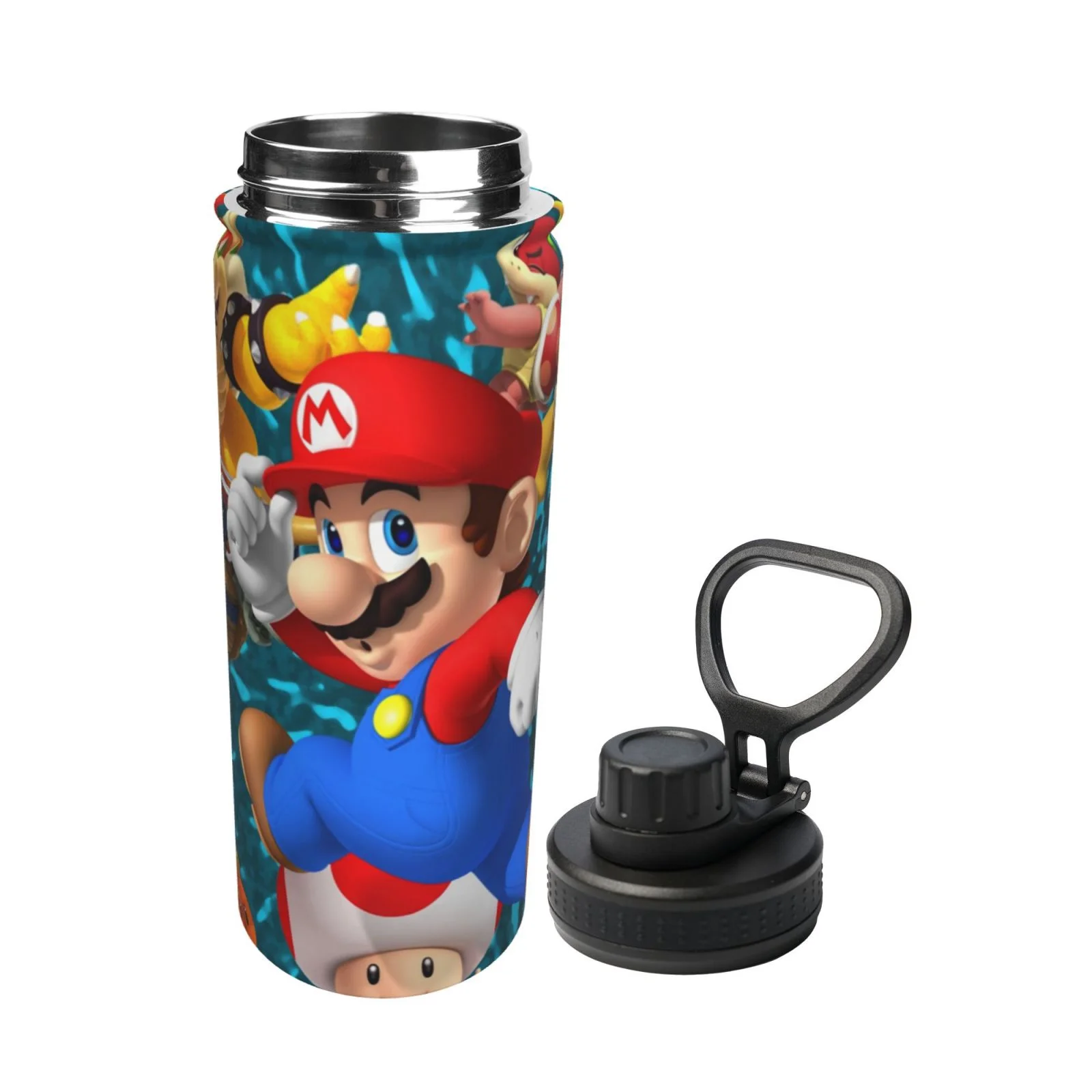Super Mario Brothers Unisex Sports Insulated Water Bottles Kettle Stainless Steel Portable Cup 18OZ For School Travel Gym Running