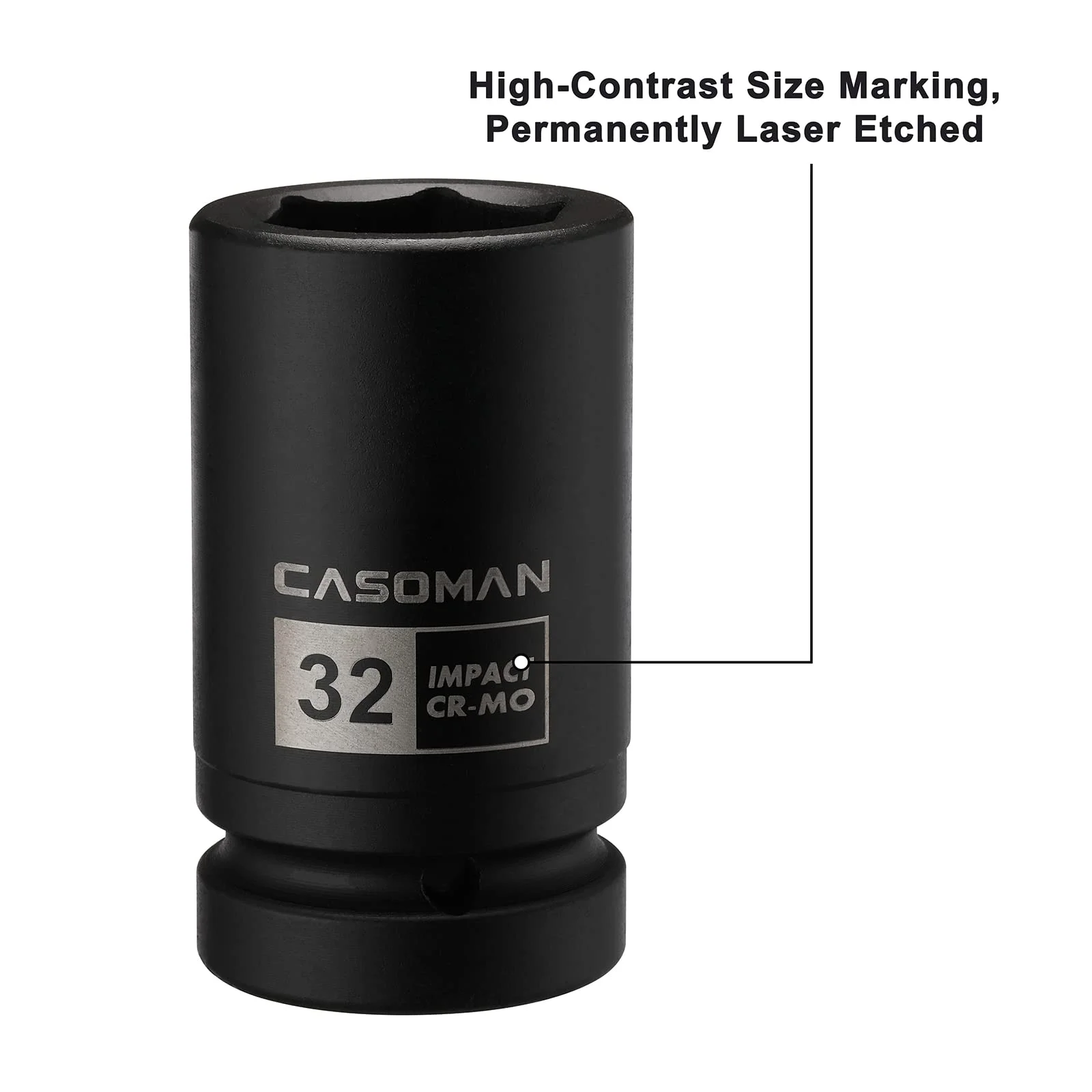 CASOMAN 10PCS 1-inch Drive Deep Impact Socket Set, Metric, CR-MO, 21,22,24,27,29,30,32,33,38,41mm, Deep Spindle Axle Nut Impact Socket Set