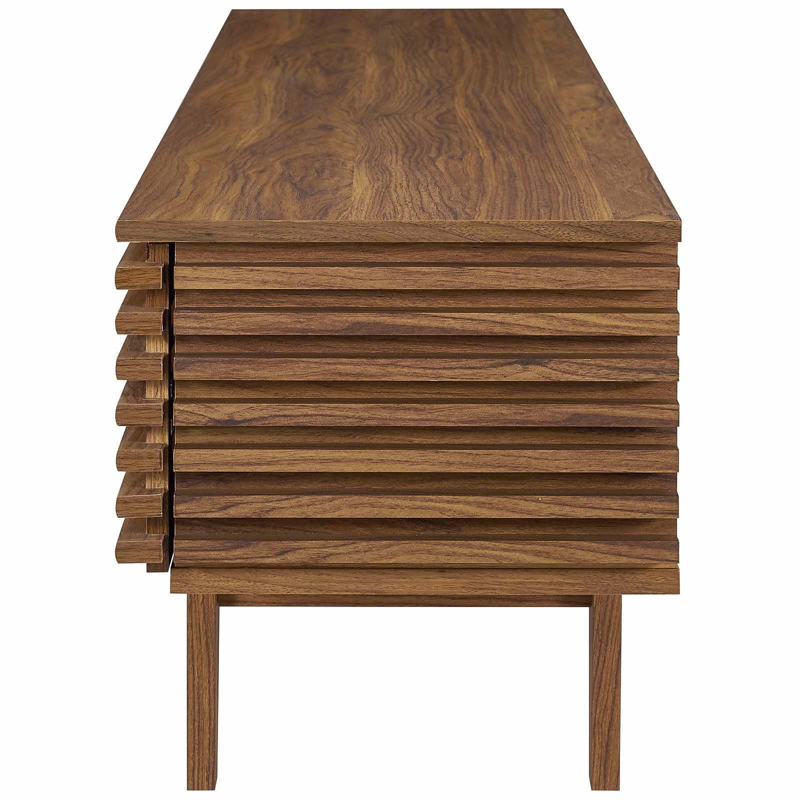 Contemporary Modern Urban Designer Living Room Lounge Club Lobby Media TV Stand Storage Set, Wood, Natural Walnut Brown