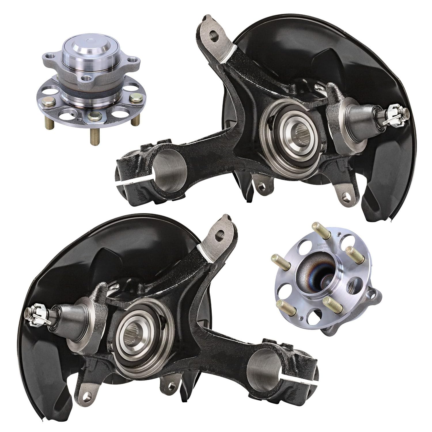 Detroit Axle - Front Steering Knuckles Rear Wheel Hub and Bearings Replacement for 2013 2014 2015 Honda Accord - 4pc Set