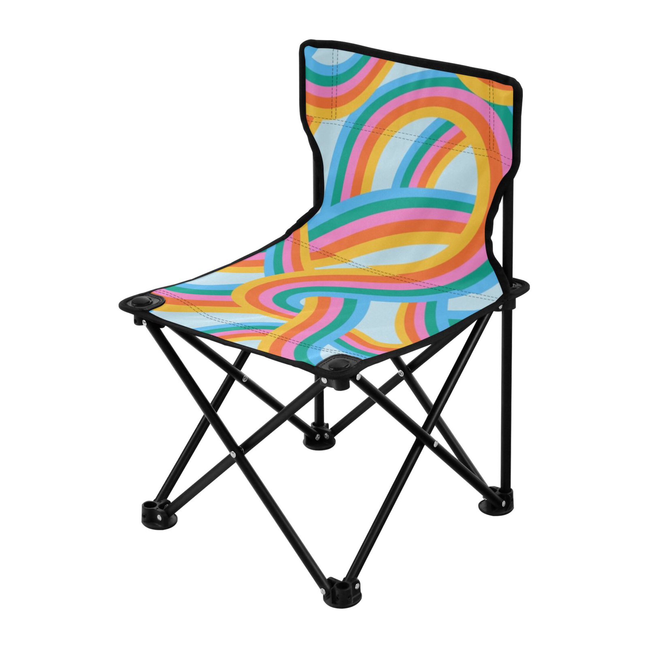 Retro Rainbow Abstract Portable Camping Chair Outdoor Folding Beach Chair Fishing Chair Lawn Chair with Carry Bag Support to 220LBS