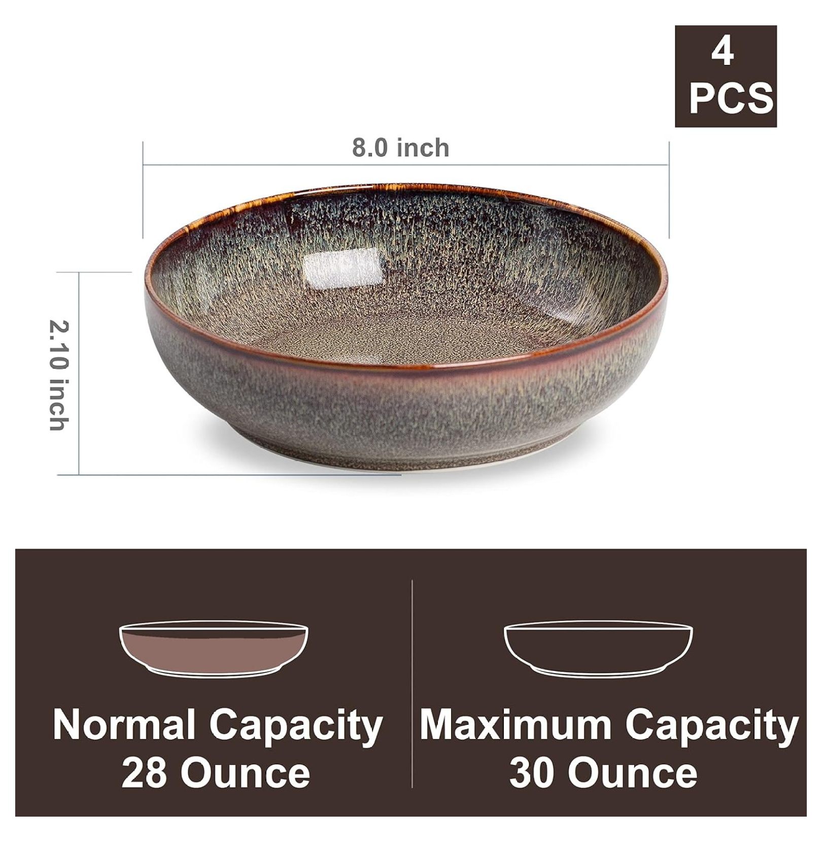 30oz Pasta bowls set - 8