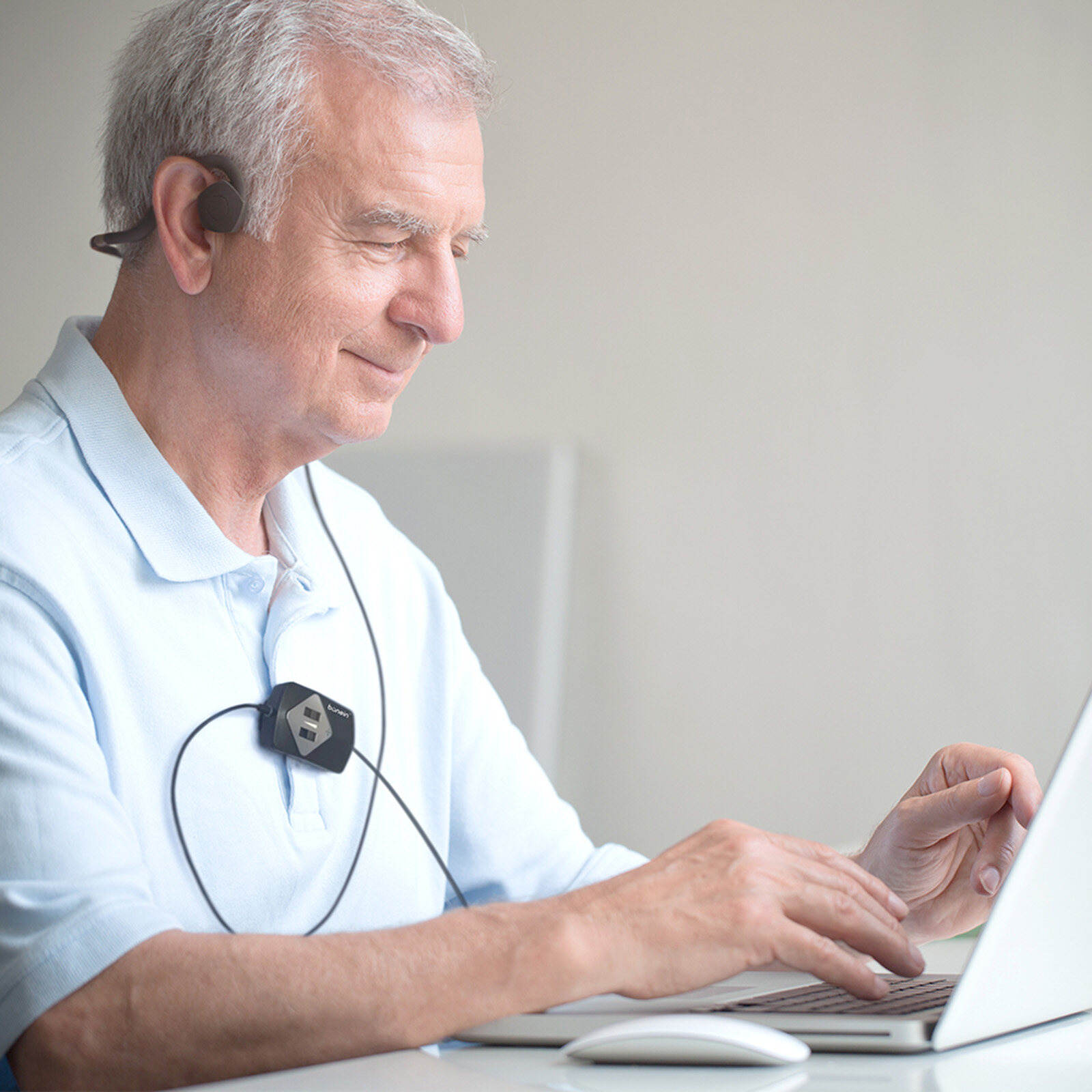 Bonein BN803 Bone Conduction Headphone Wire Headset Foldable Hearing Earphone IP55 Waterproof 7 Adjustable Volume Sound Pickup Earphone Built-in 380mAh Battery