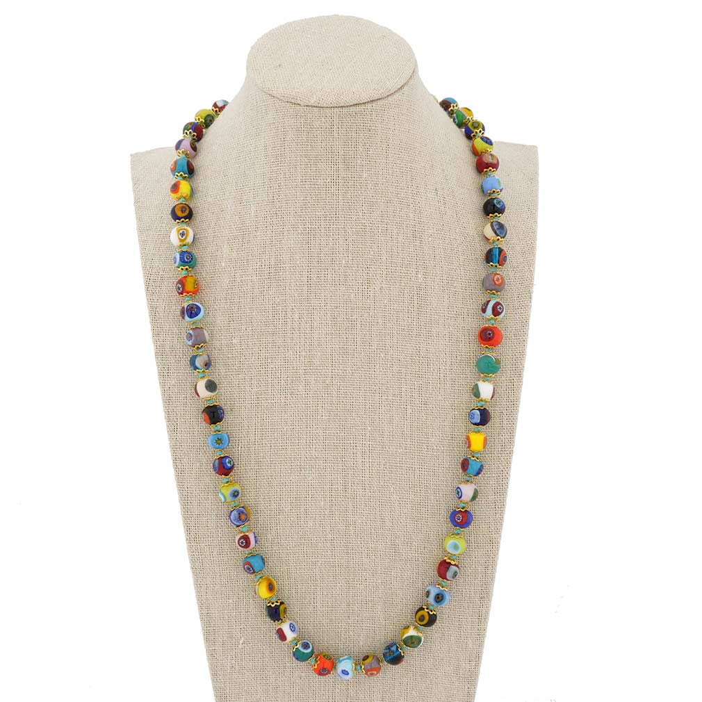 GlassOfVenice Murano Glass Mosaic Long Necklace - Multicolor