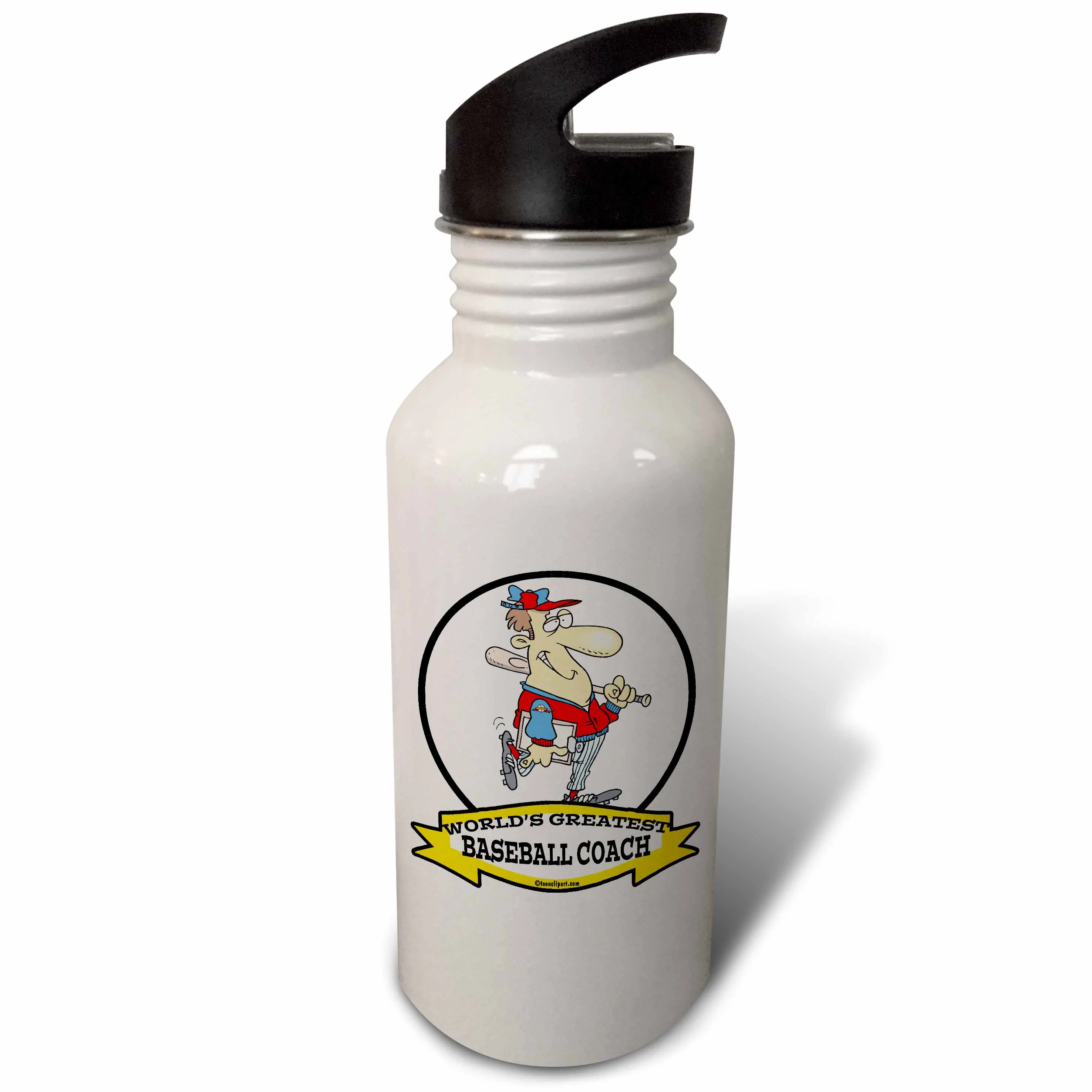 Funny Worlds Greatest Baseball Coach Occupation Job Cartoon 21 oz Sports Water Bottle wb-102961-1