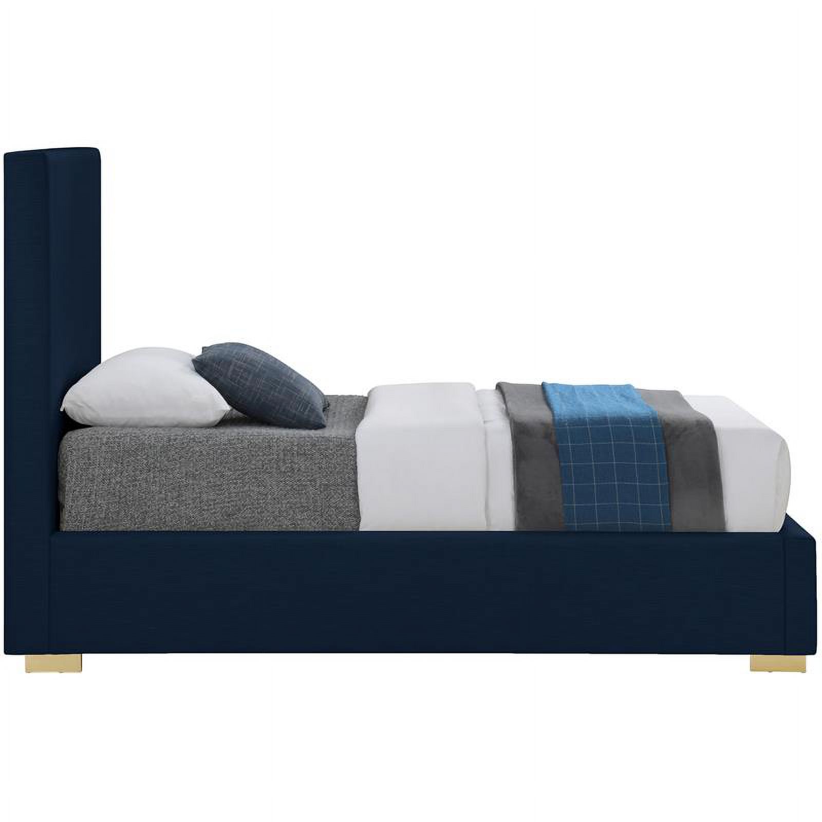 Meridian Furniture Crosby Navy Linen Textured Fabric Twin Bed