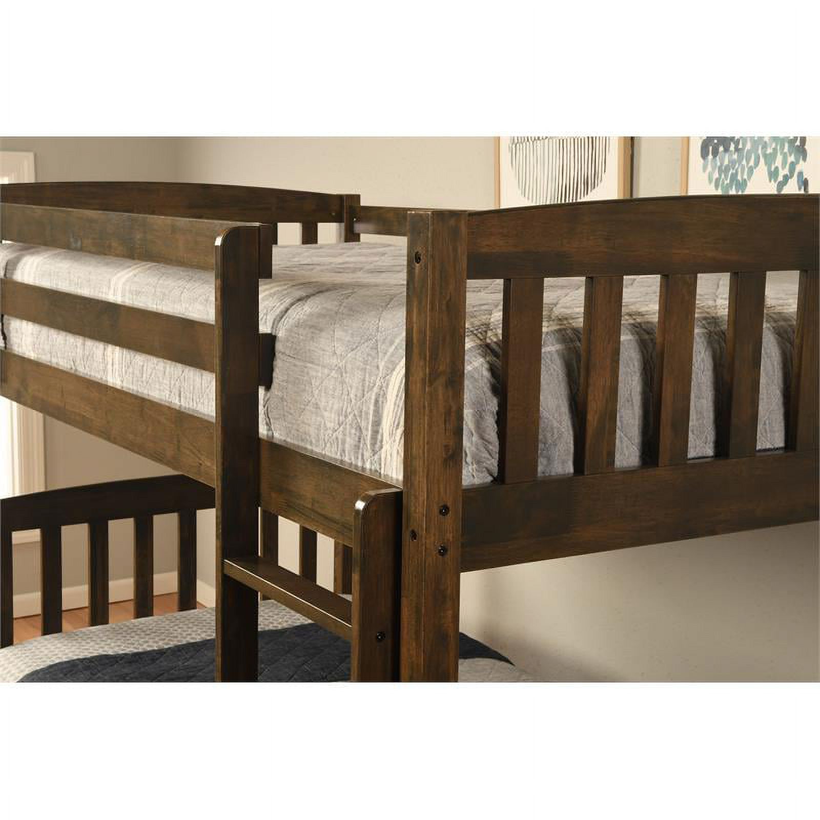 Kodiak Furniture Claire Twin/Twin Bunk Solid Wood Bed in Rustic Walnut