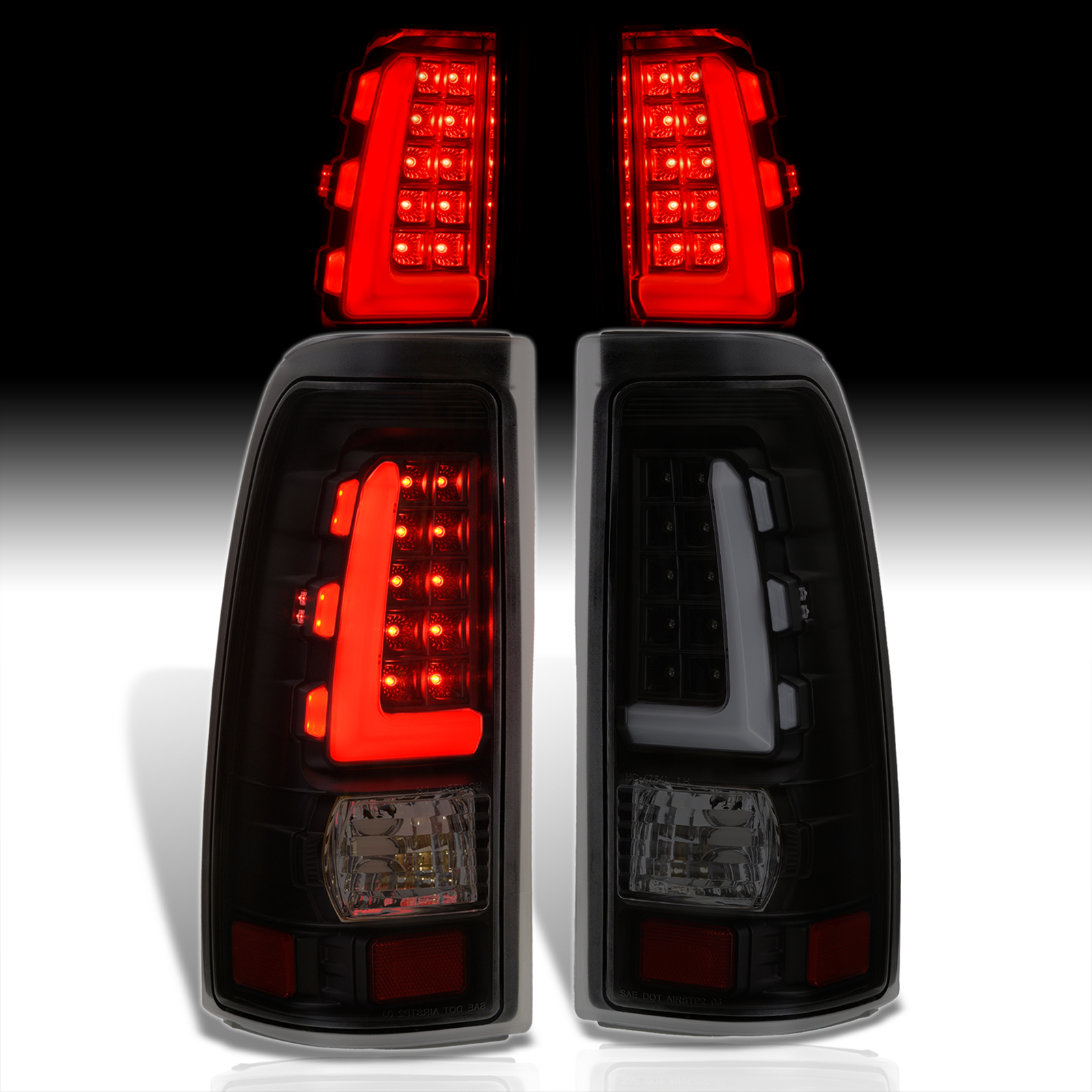 AJP Distributors Smoke Lens Black Housing White Tube LED Bar Tail Lights Brake Stop Signal Lamps Compatible/Replacement For Chevrolet Chevy Silverado GMC Sierra 1999 2000 2001 2002 2003 2004 2005 2006