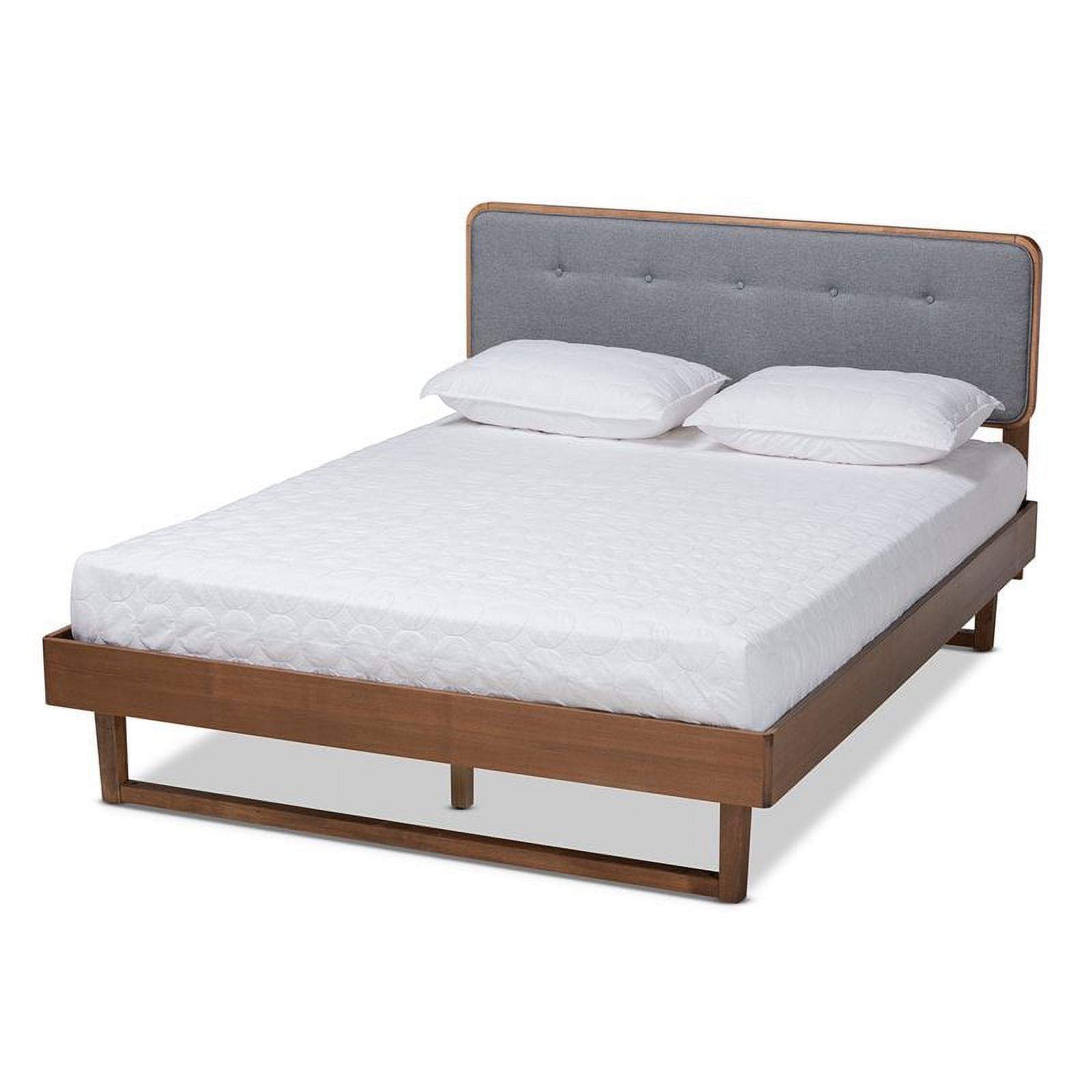 Bowery Hill Gray Upholstered Wood Full Size Platform Bed