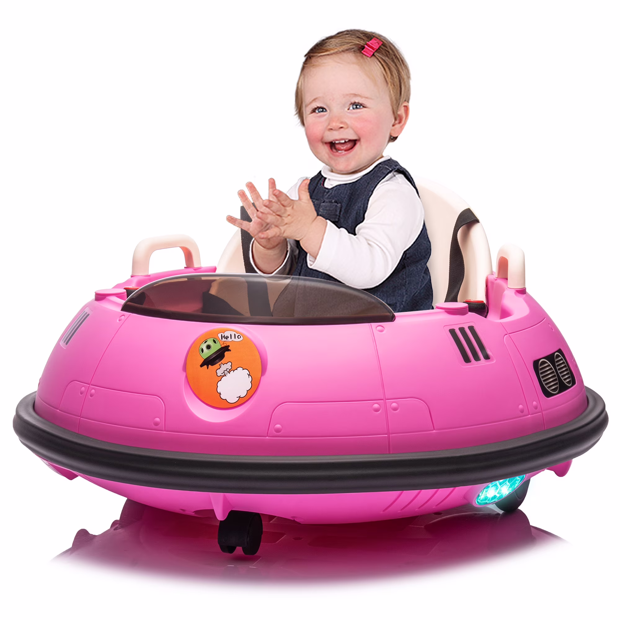 Bumper Car for Toddlers, 12V Baby Bumper Car with Remote Control, for Boys & Girls, Pink