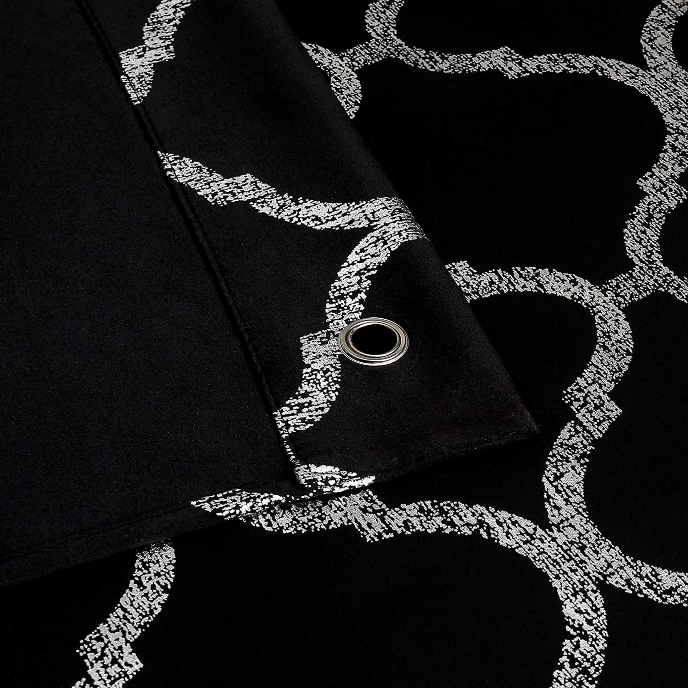 Pinewave Black Travel Blackout Curtain with Suction Cups Metallic Moroccan Patterned Portable Curtains Temporary Flexible for Nursery Kids Bedroom,52