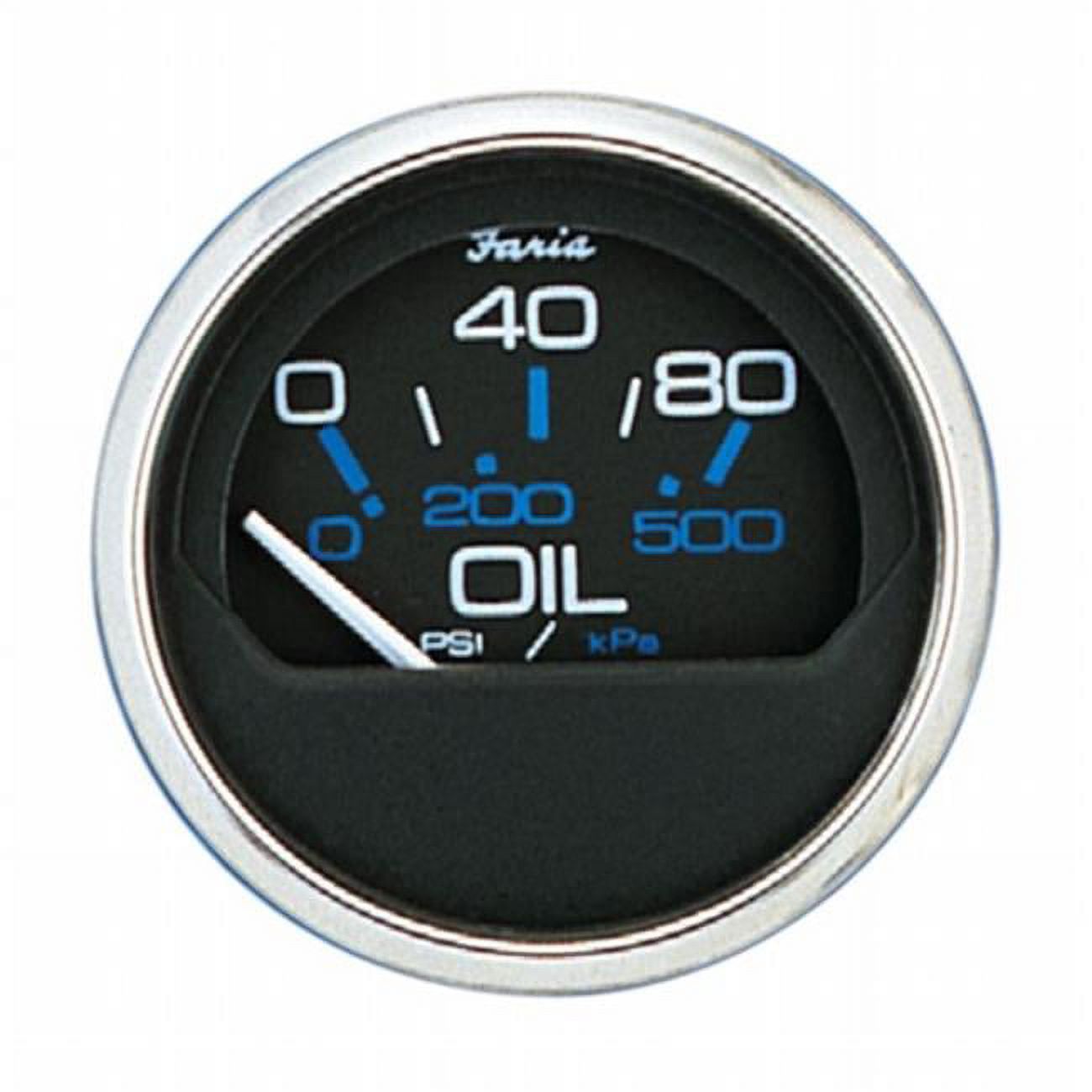 Faria Beede Instruments 13702 2 in. Black Stainless Steel Oil Pre Stainless Steel Ure Gauge - 80 PSI