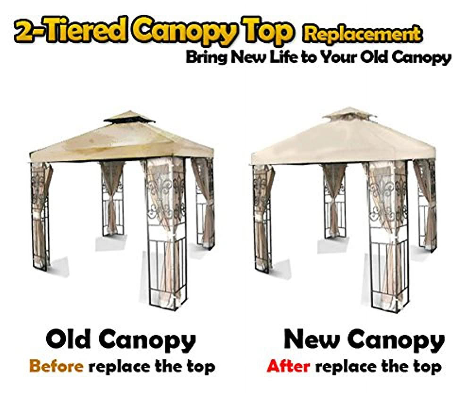 NEW 10 x 10 TWO TIER REPLACEMENT GAZEBO CANOPY TOP COVER SUN SHADE 10x10 BEIGE