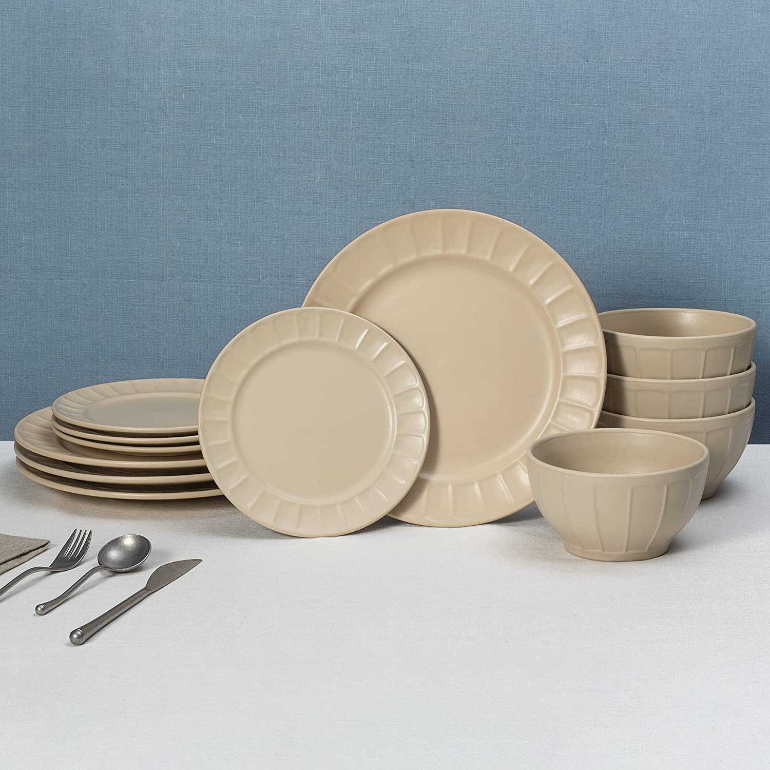 Kitchen plates and Bowl Set I  Dinnerware set I Microwave Safe Dinnerware Set I 12piece Dinnerware Set For 4-Person I Dinnerware Set I Prima Parchment Dinnerware I Unique Dinnerware Set.