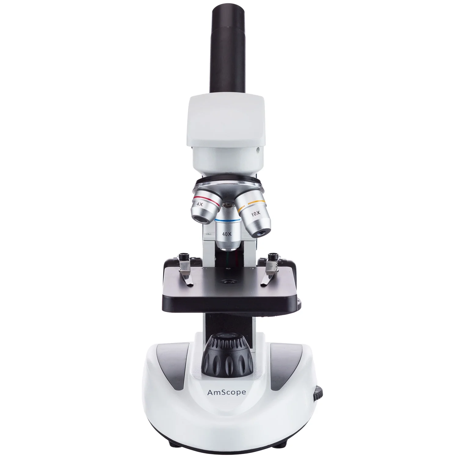 AmScope 40X-1000X Student Kids Metal Frame Glass Optics Biological Compound Microscope with Two Lights, Slides and a Book New