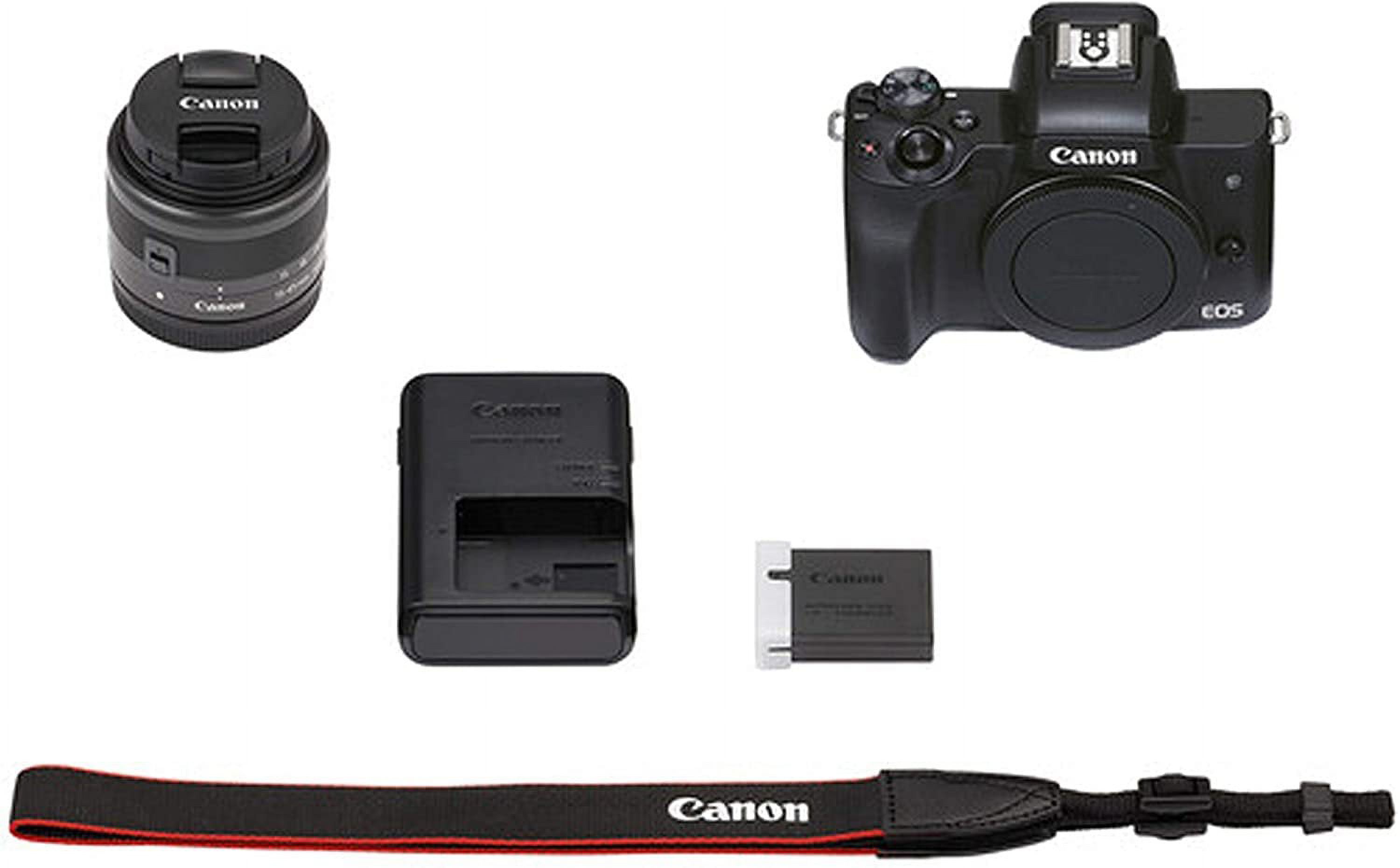 Canon EOS M50 Mark II Mirrorless Camera Video Kit with 15-45mm and 55-200mm Lenses + Shot-Gun Microphone + LED Always on Light + 64GB Memory + More 30PC Bundle