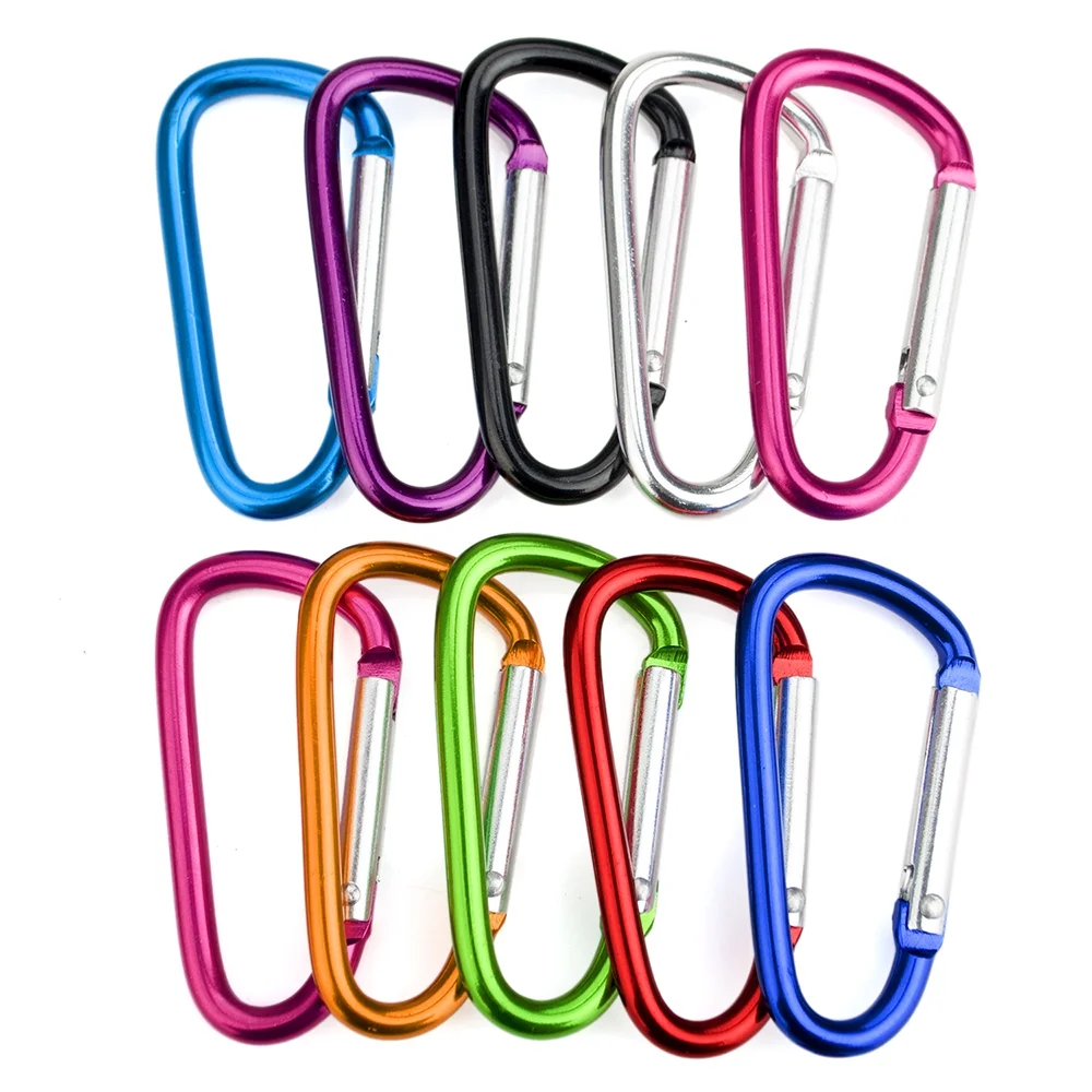 GOGO 60Pcs D-shaped Carabiner with Spring Snap Hooks, 2 Inch Carabiner Clip Key Holders - Black