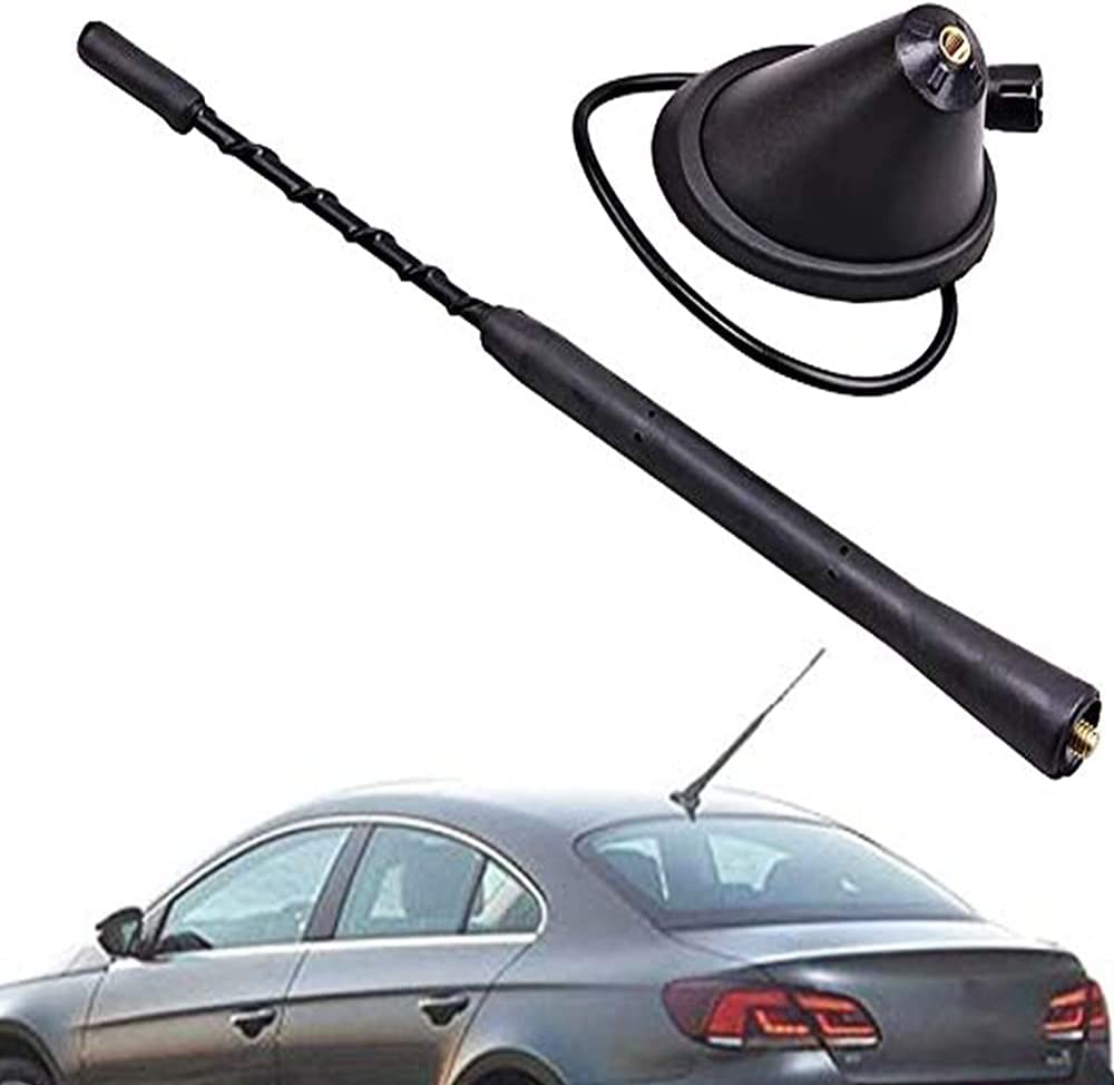 Heart Horse 9 inch Aerial Antenna Base+Whip Fit for V-W Jetta Golf- GTI Pat Beetle,Flexible Rubber Antenna Designed