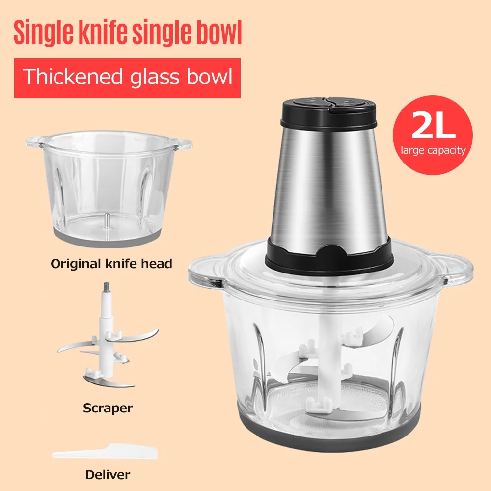 Homgeek Electric Meat Grinder Homgeek 2L Large Household Capacity Stainless Steel 2 Gears 250W High Power Kitchen Cooker Blender