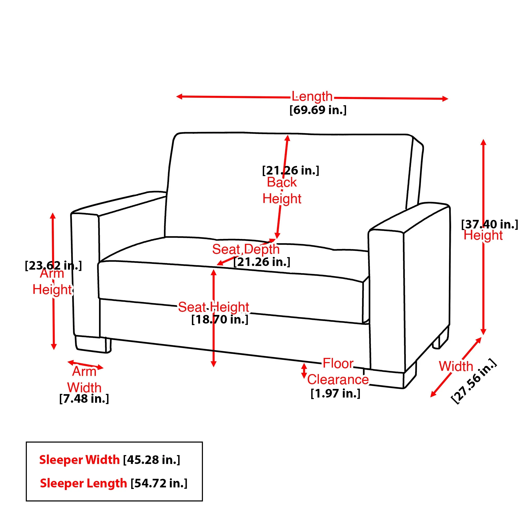 Ottomanson Roma Sleeper Loveseat, Beige Chenille